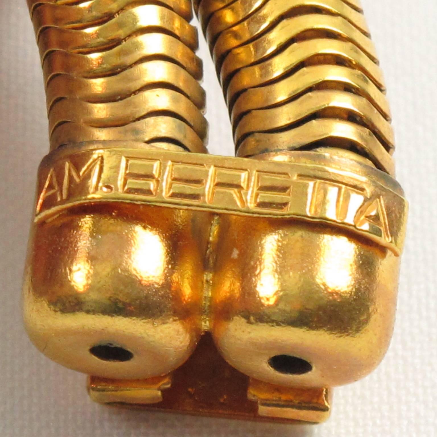 Modernist Anne Marie Beretta Paris Retro Oversized Gilt Metal Snake Chain Bracelet