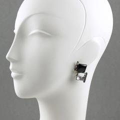 Jacques Gautier Paris Signed Black & Glitter Glass Clip on Earrings circa 1960s
