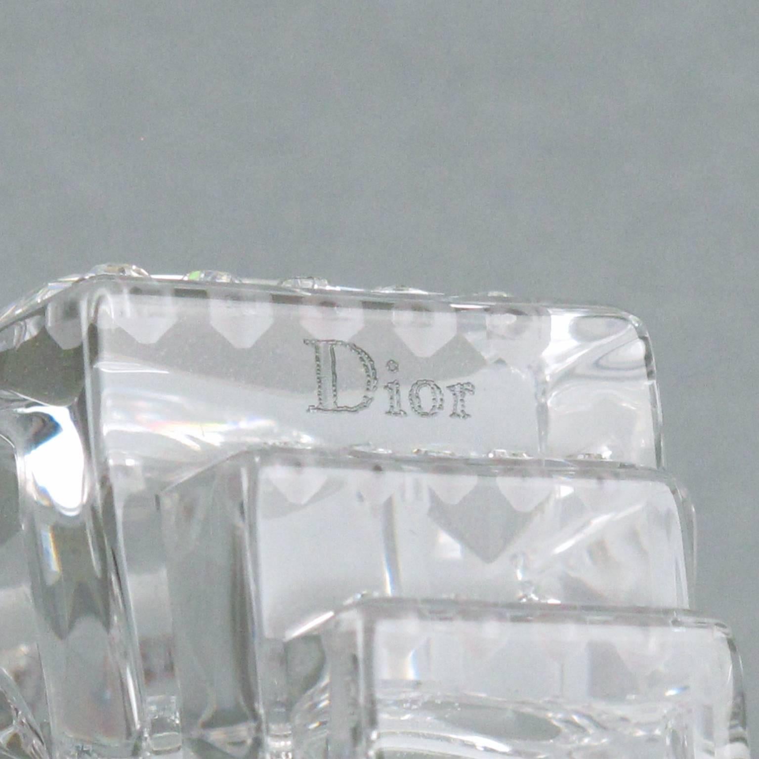 Christian Dior Paris Sculptural Clear Lucite Cuff Bracelet with Rhinestones 1