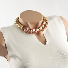 Zoe Coste Paris Signed Fabulous Jeweled Choker Necklace Pink Color