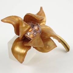 Vintage 1980s Fabrice Paris Large Resin Flower Brooch Pin