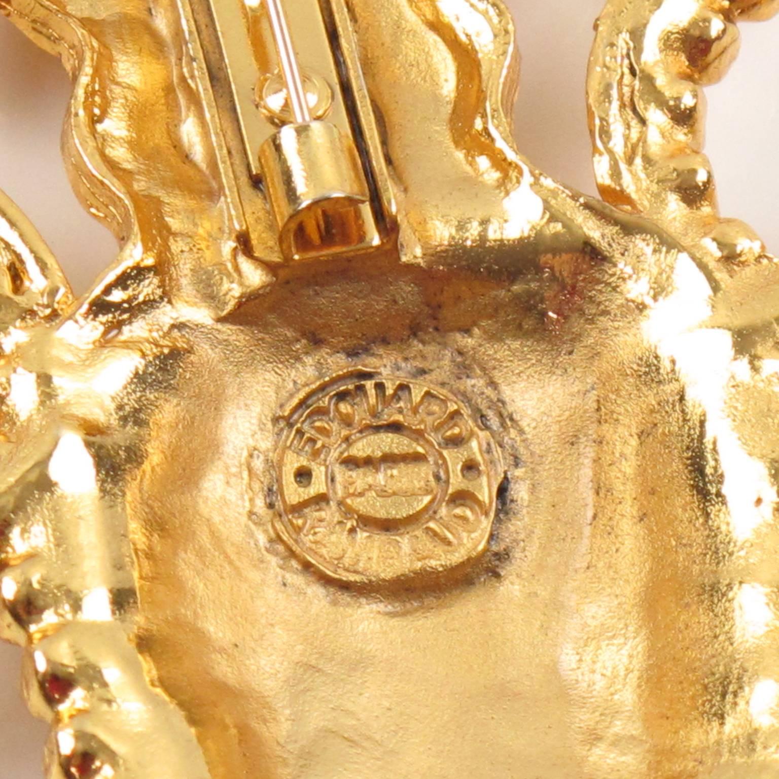 Women's or Men's Edouard Rambaud Paris Signed Gilt Metal Pin Brooch Stylized Amphora Design