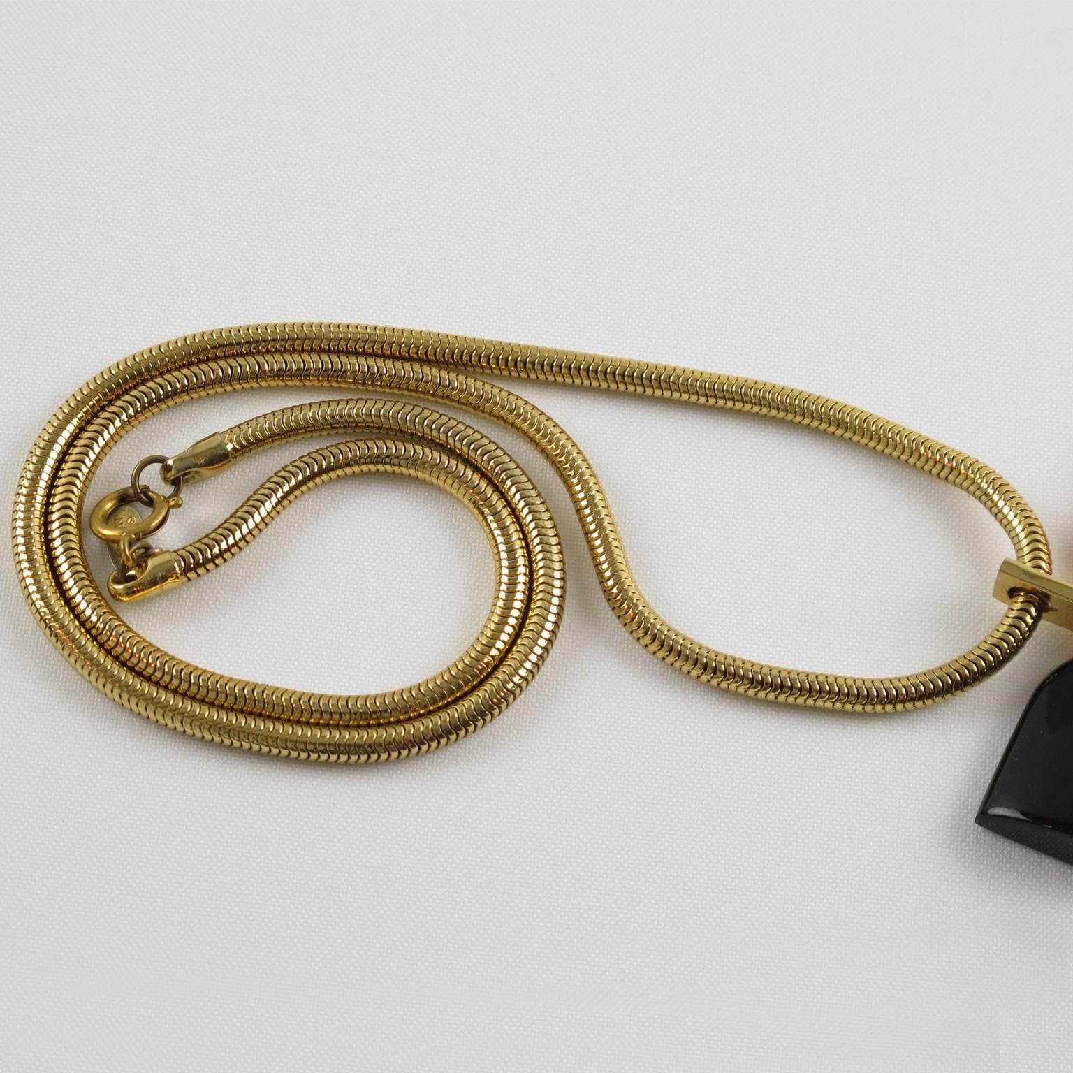 Lanvin Modernist Necklace with Original Snake Chain 1970s 2