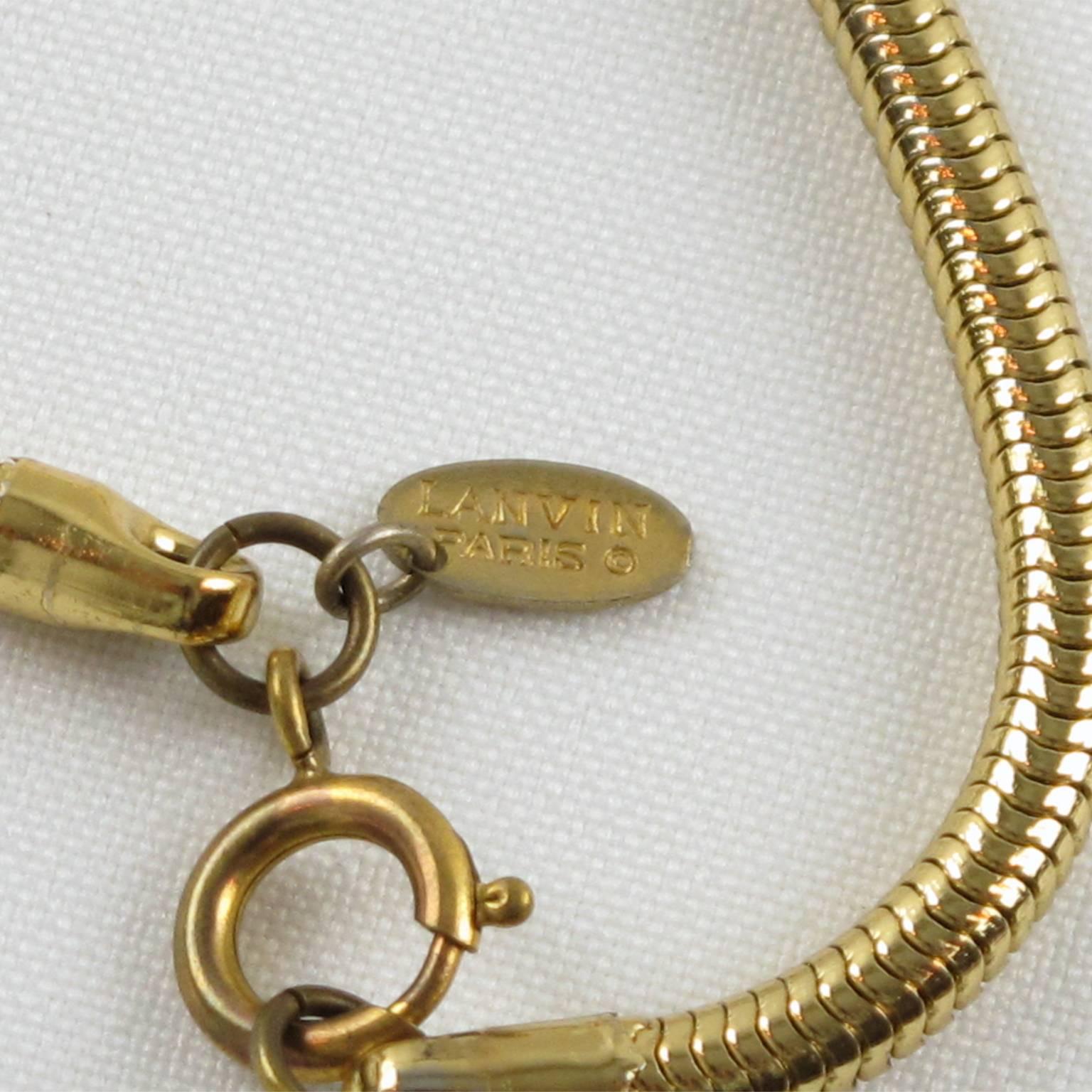 Lanvin Modernist Necklace with Original Snake Chain 1970s 3