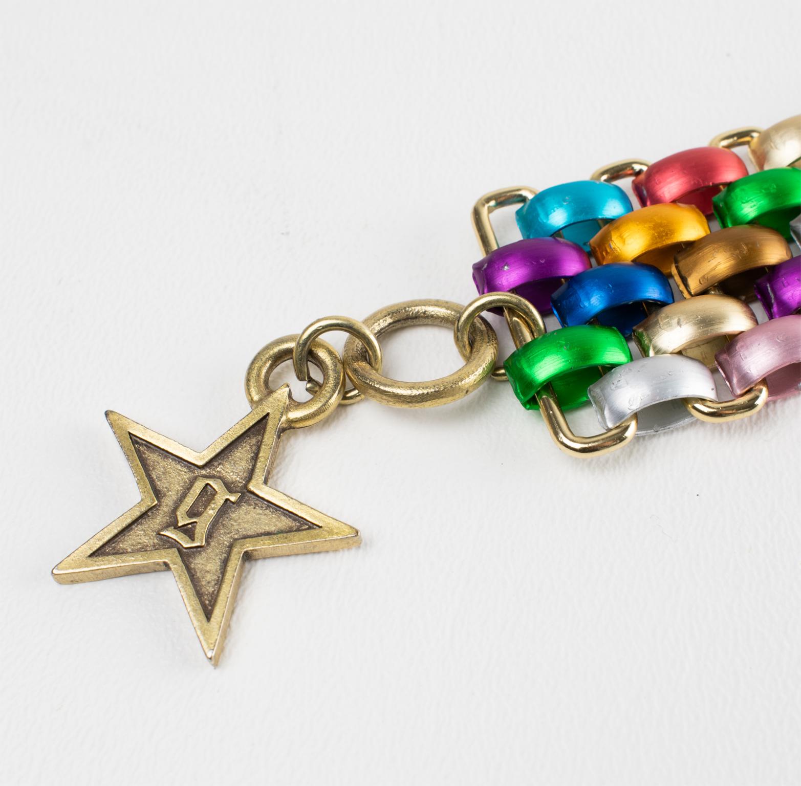 Moderno John Galliano Bracciale a Maglie in Alluminio Multicolore in vendita