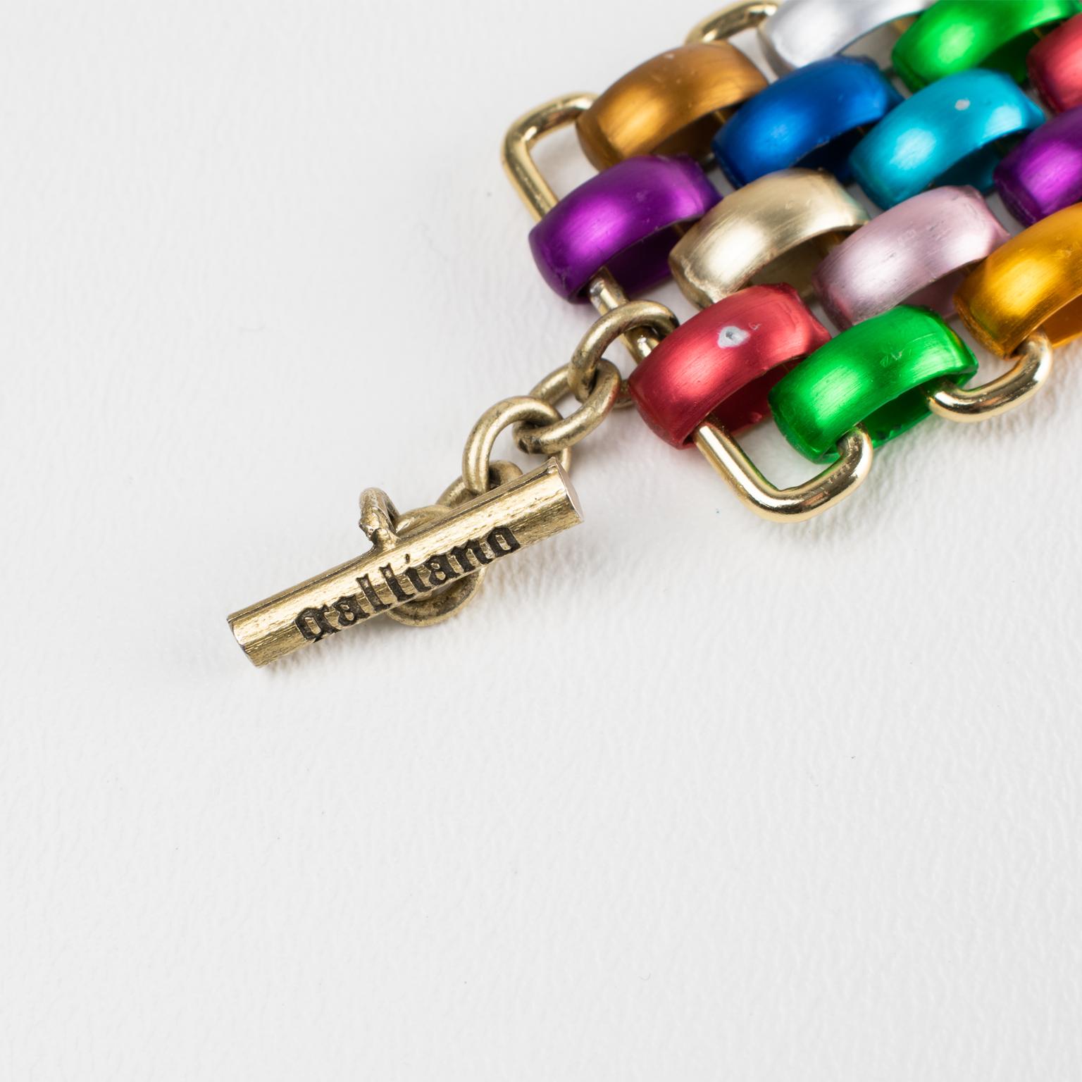 da uomo o donna John Galliano Bracciale a Maglie in Alluminio Multicolore in vendita
