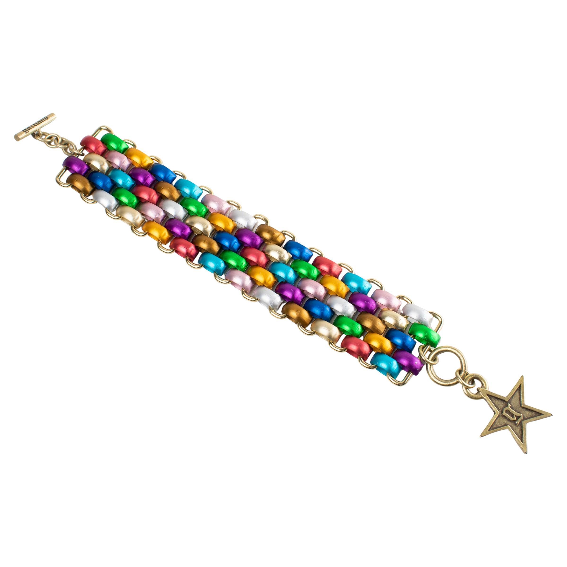 John Galliano Bracciale a Maglie in Alluminio Multicolore in vendita