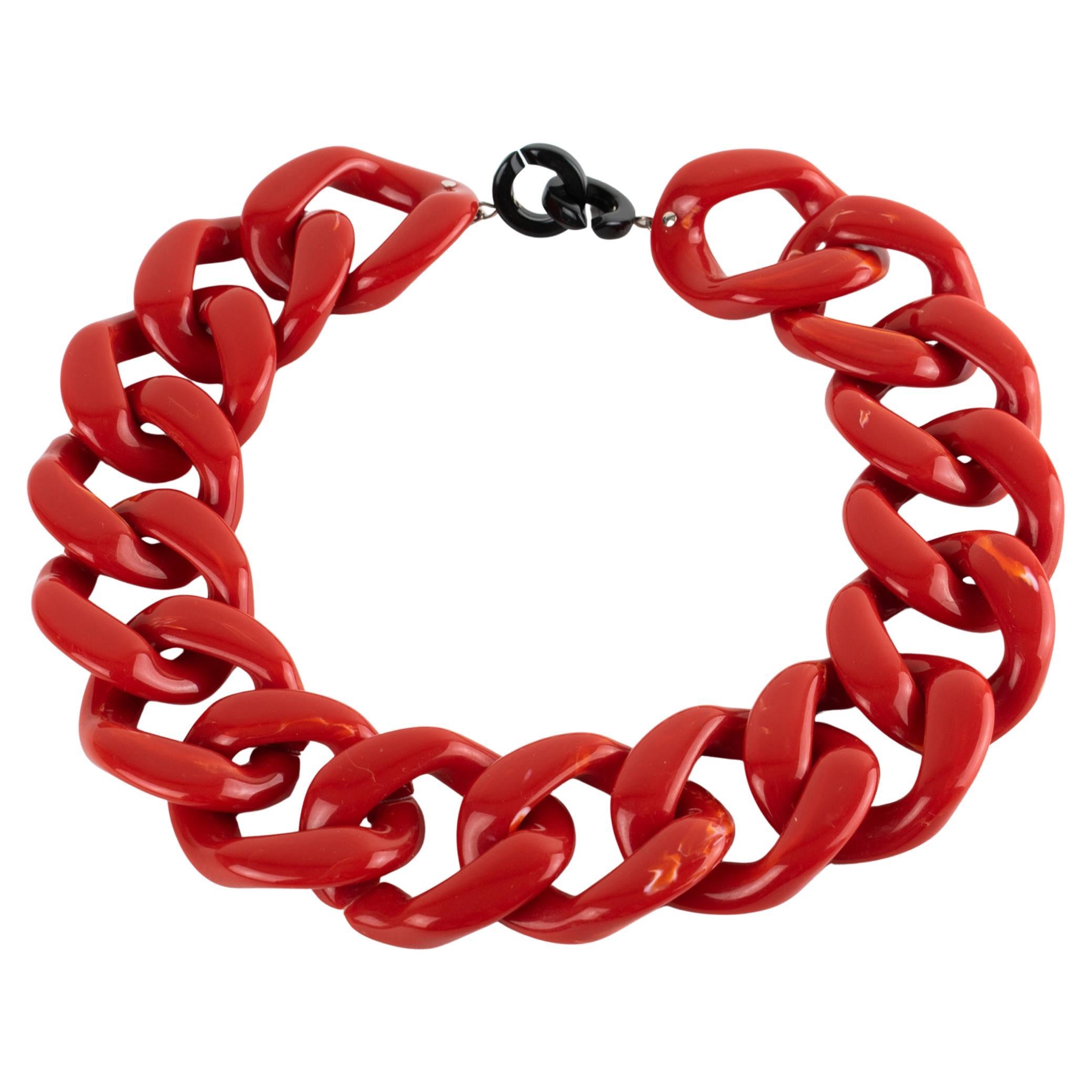 Angela Caputi Italien Choker Halskette Massiv Rot Zinnober Harz Kette
