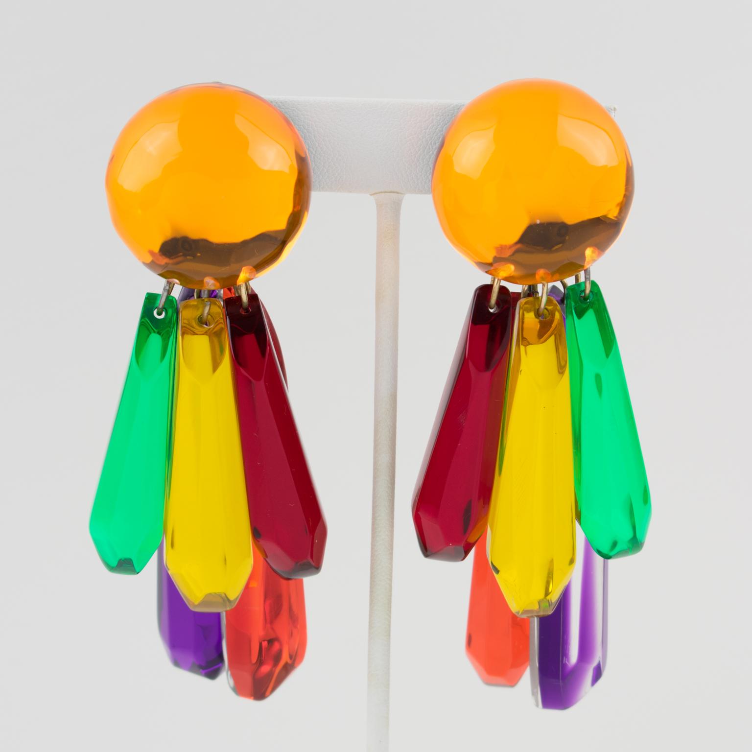 Kaso Massive Multicolor Acrylharz-Clip-Ohrringe im Angebot 1