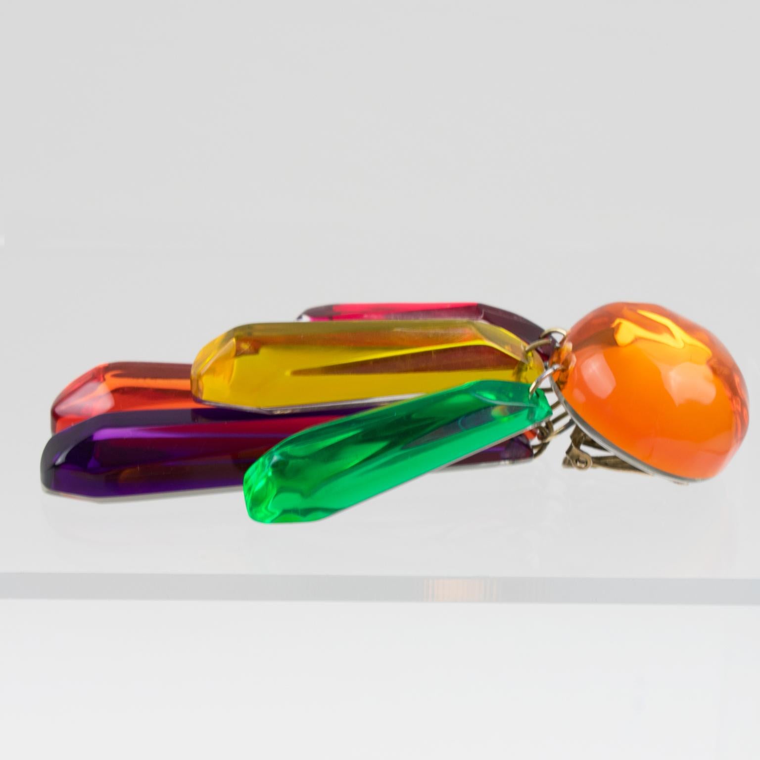 Kaso Massive Multicolor Acrylharz-Clip-Ohrringe im Angebot 2