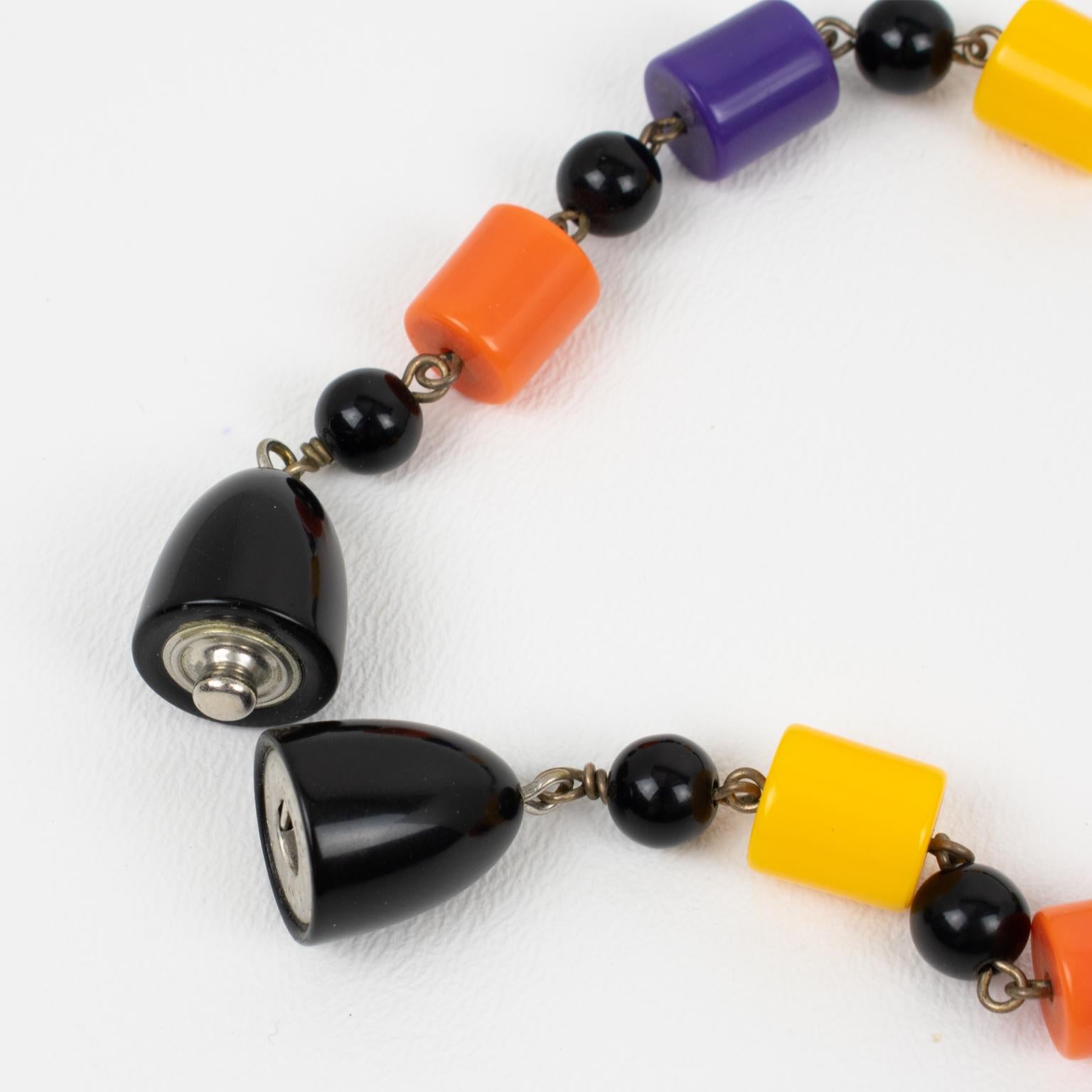 Angela Caputi, collier extra long en résine multicolore à motif ludique en vente 5