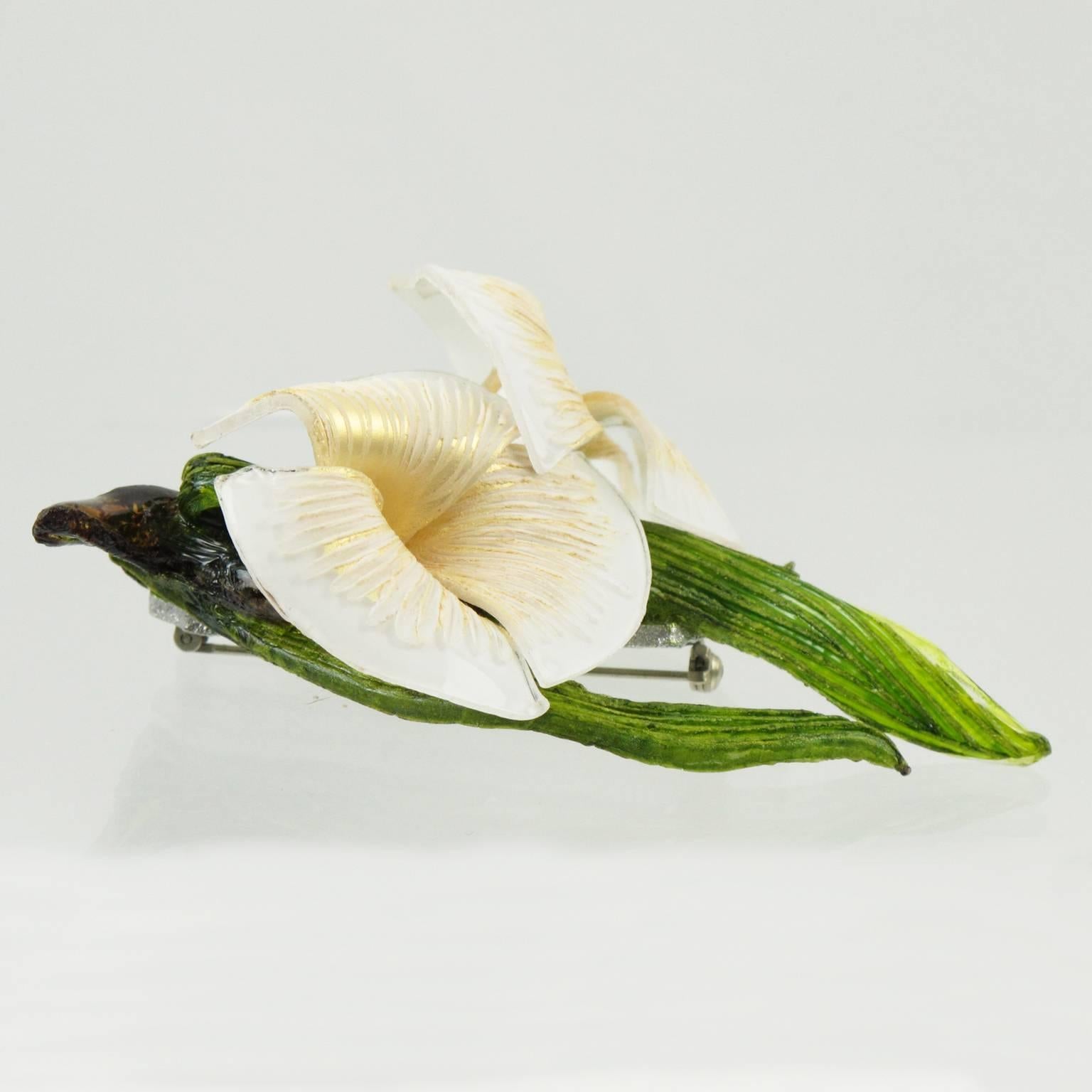  Cilea Paris Romantic Vintage Bindweed Flowers Resin Pin Brooch 1