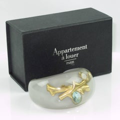 Appartement a Louer French Designer Signed Lucite Cuff Bracelet with Inclusions