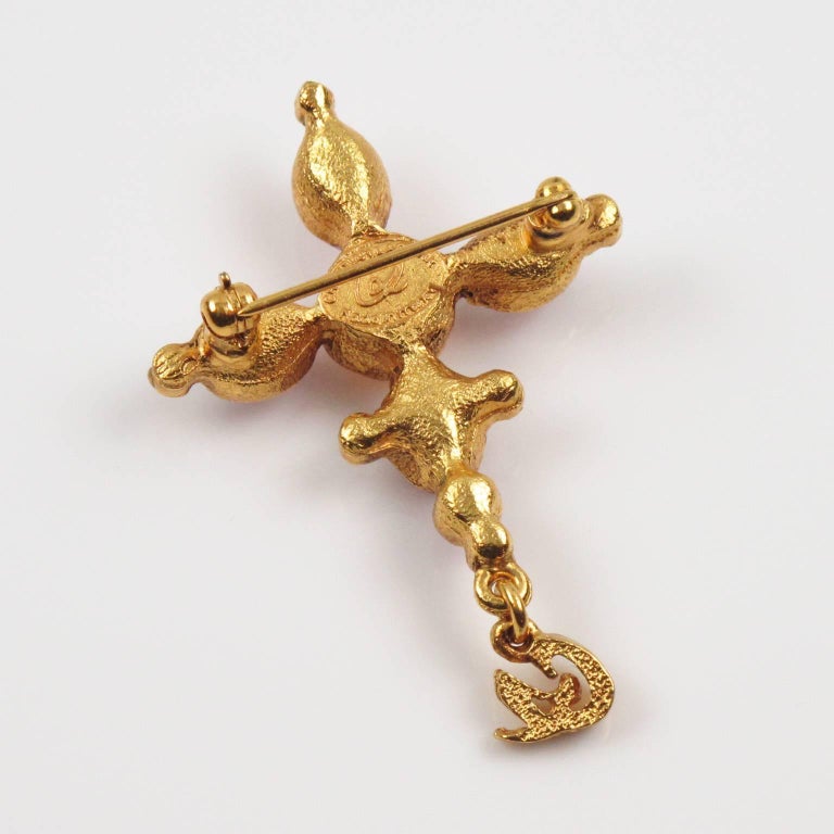 Christian Lacroix Paris Signed Jeweled Cross Pin Brooch For Sale at 1stdibs