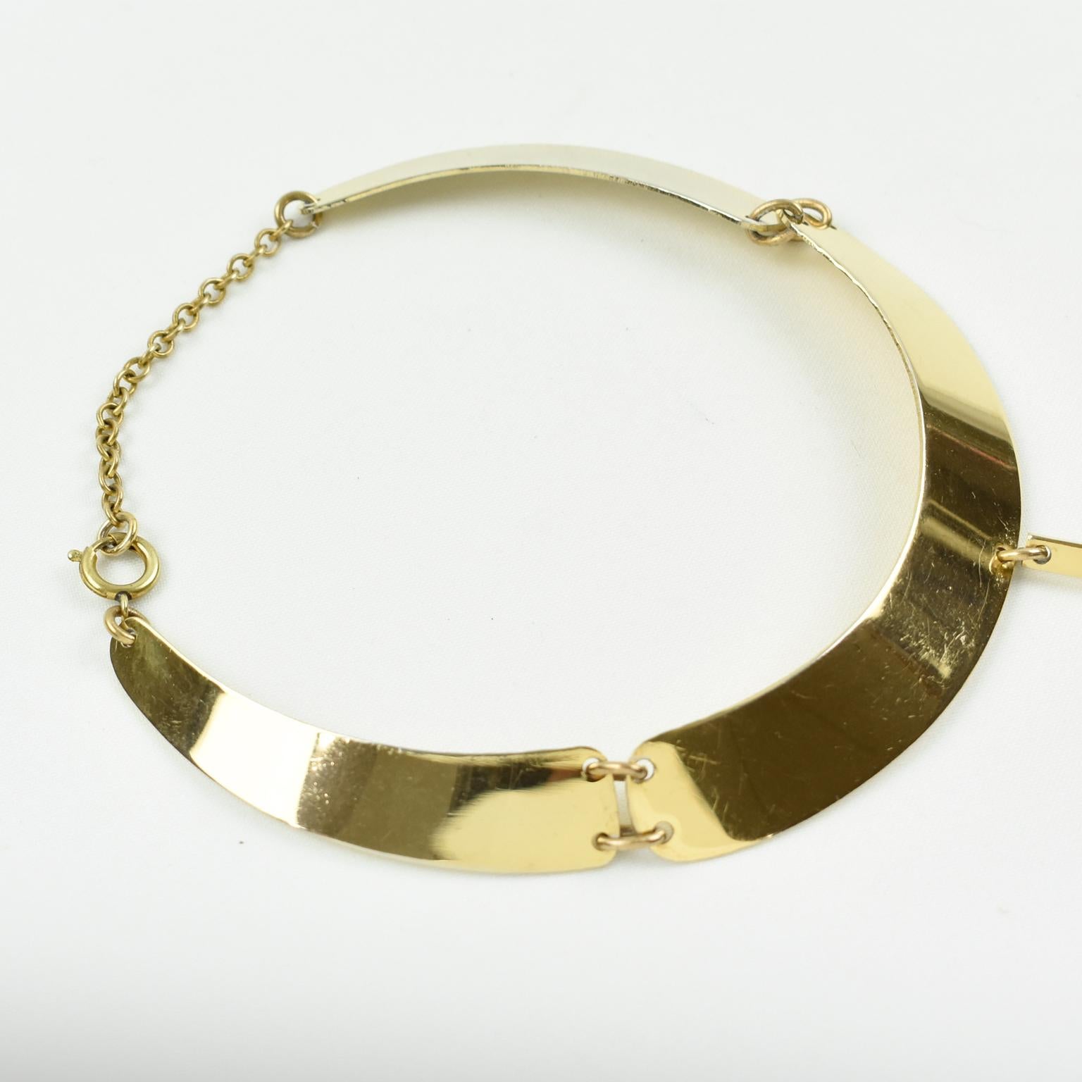 Pierre Cardin Paris Modernist Space Age Gilt Metal Rigid Collar Necklace  3