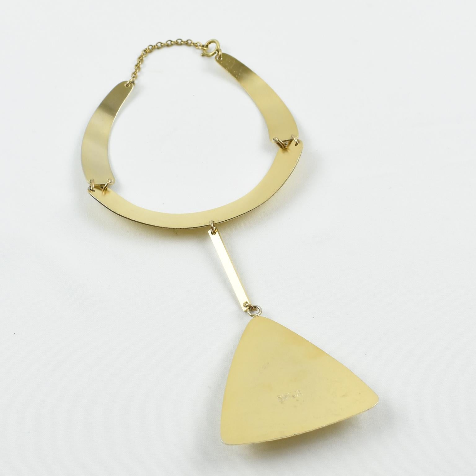 Pierre Cardin Paris Modernist Space Age Gilt Metal Rigid Collar Necklace  4