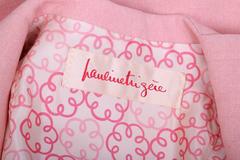 Vintage Pauline Trigere Light Pink Wool Cape w/Abstract Flower Print Lining