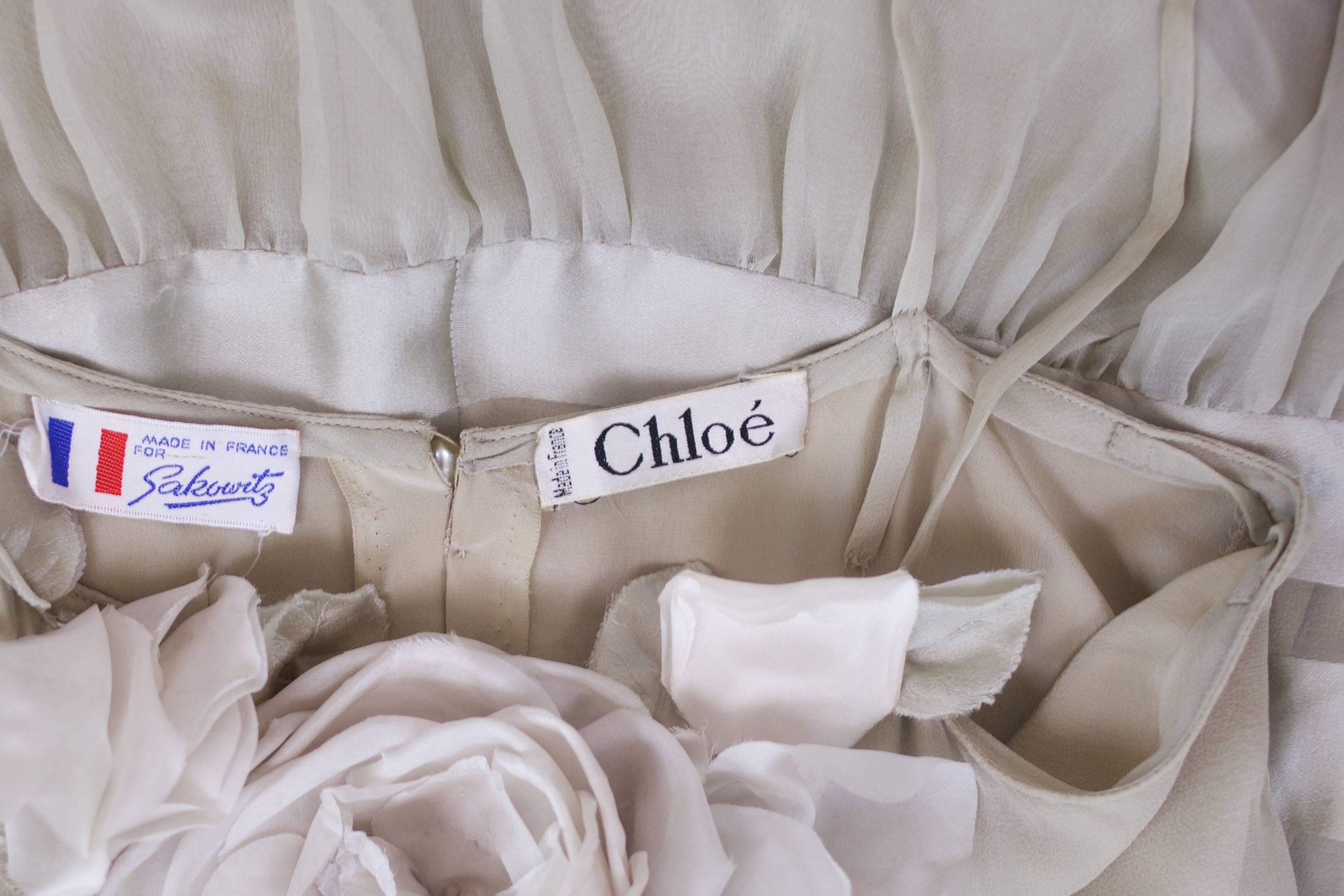 Gray Ethereal 1970s Chloe Silk Chiffon & Charmeuse Spaghetti Strap Dress Gown