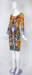 Iconic 2009 Alexander McQueen Body Con Reptile Moth Print Jersey Dress