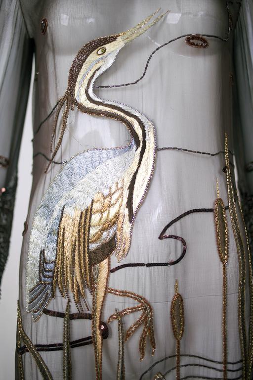 Incredible Fall 1994 Guy Laroche Haute Couture Runway Silk Hi Low Dress w Silk Chiffon Sleeves