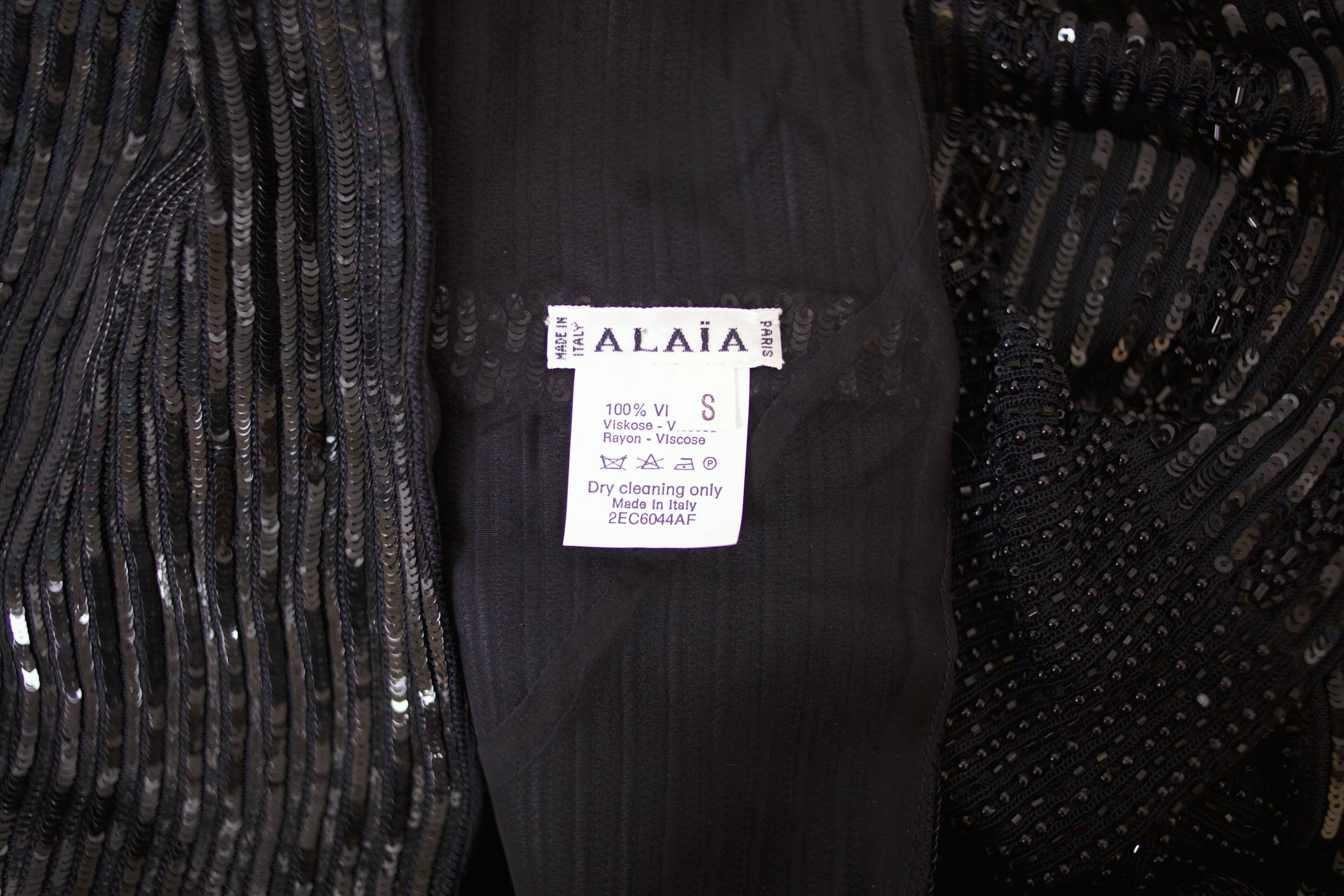 Azzedine Alaia Black BodyCon Beaded and Sequined Cocktail Dress, circa 1996 In Excellent Condition In Studio City, CA