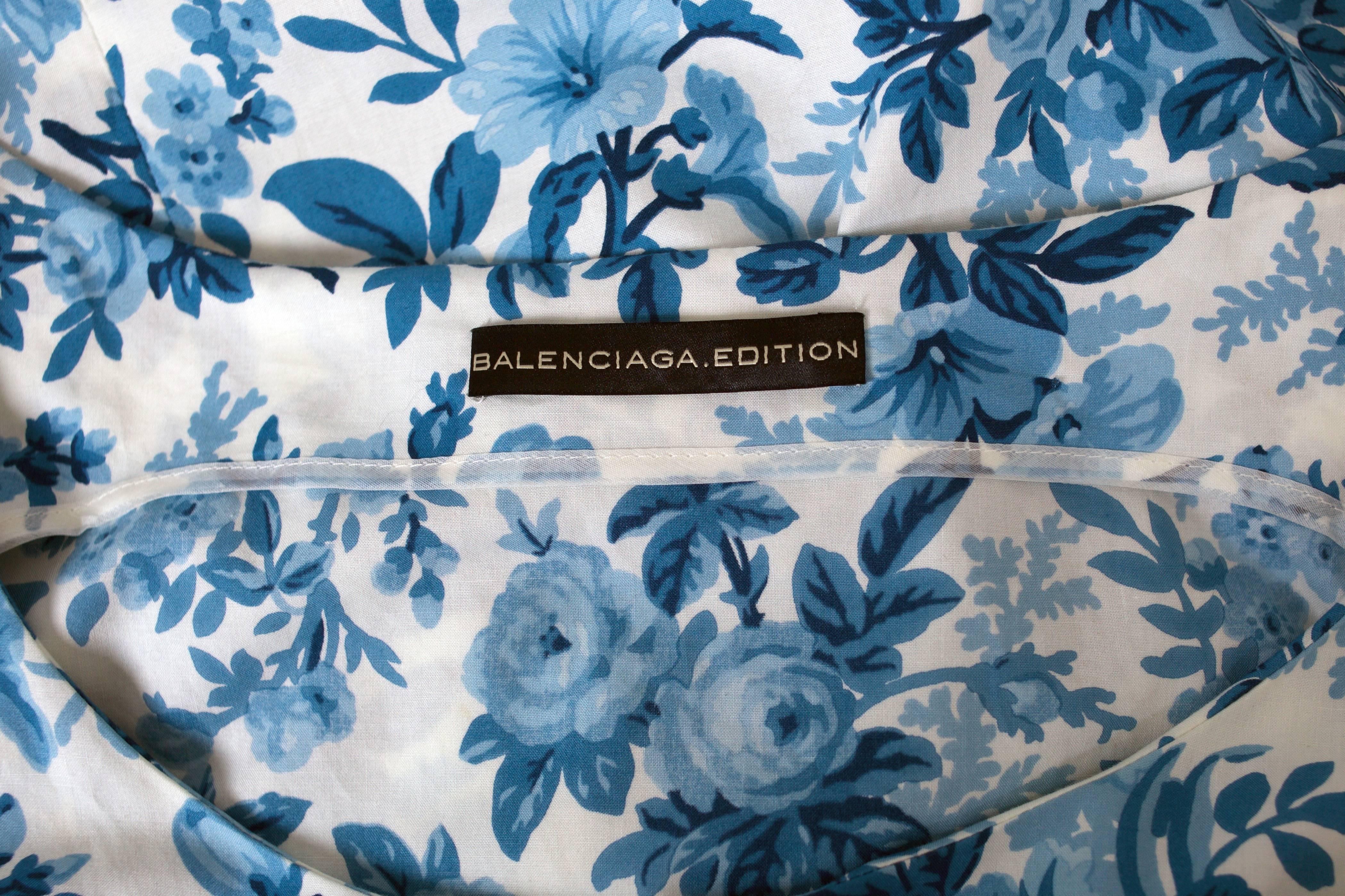 Balenciaga by Nicolas Ghesquiere Cotton Floral Print Layered Summer Dress  In Excellent Condition In Studio City, CA