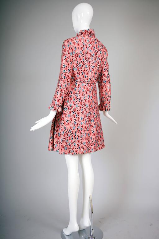 1960's Bill Blass for Maurice Rentner Silk Printed Coat Dress w/Crystal ...