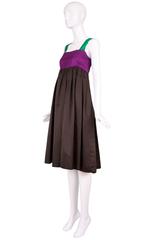 Bill Blass Color Blocked Satin Cocktail Dress