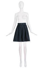 1995C Chanel Charcoal Grey Summer Wool Shorts Culottes w/CC Logo Buttons