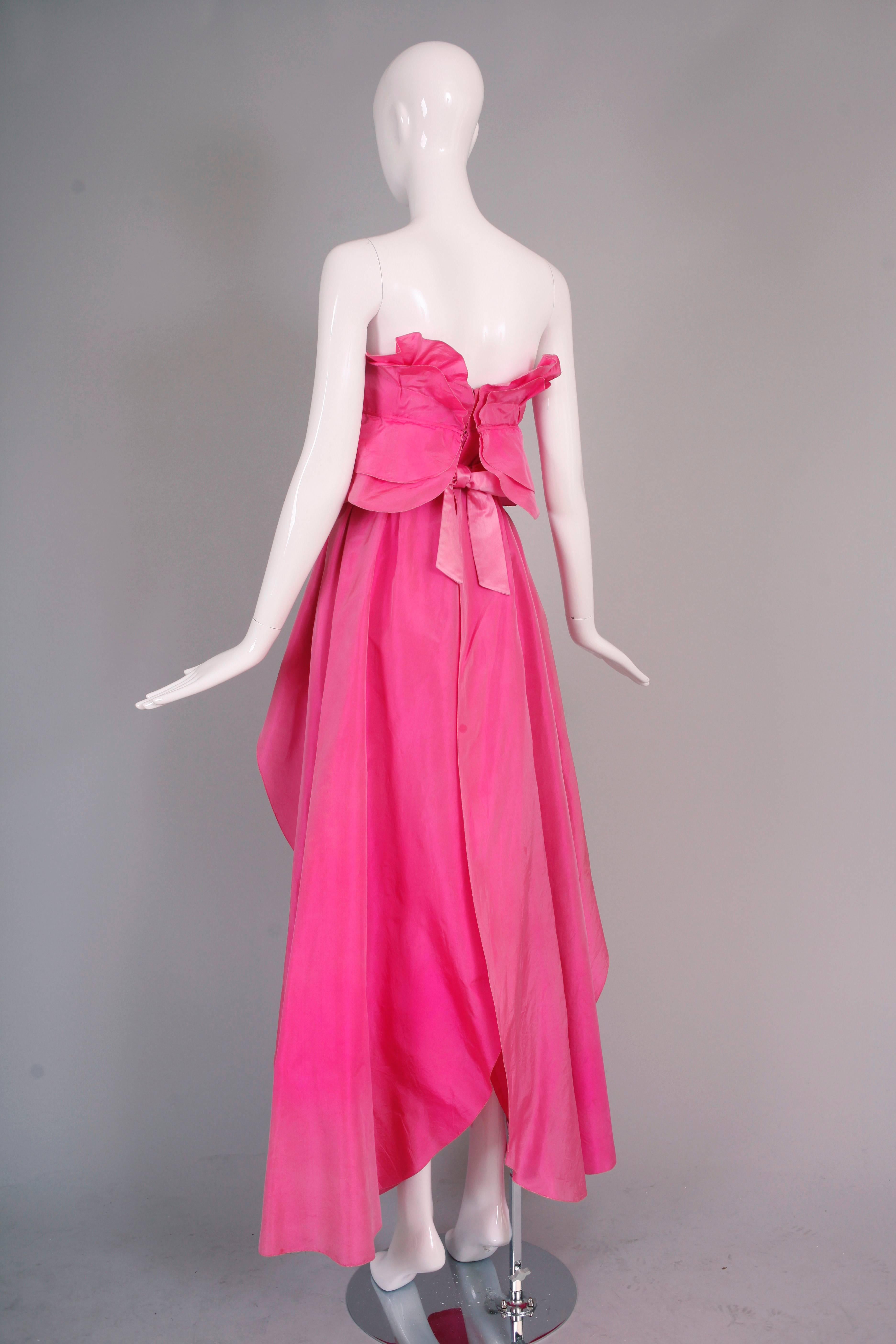 Loris Azzaro Pink Silk Taffeta Strapless Petal Gown 1