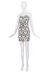 Patrick Kelly Gold, Black & White Brocade Strapless Cocktail Dress & Jacket