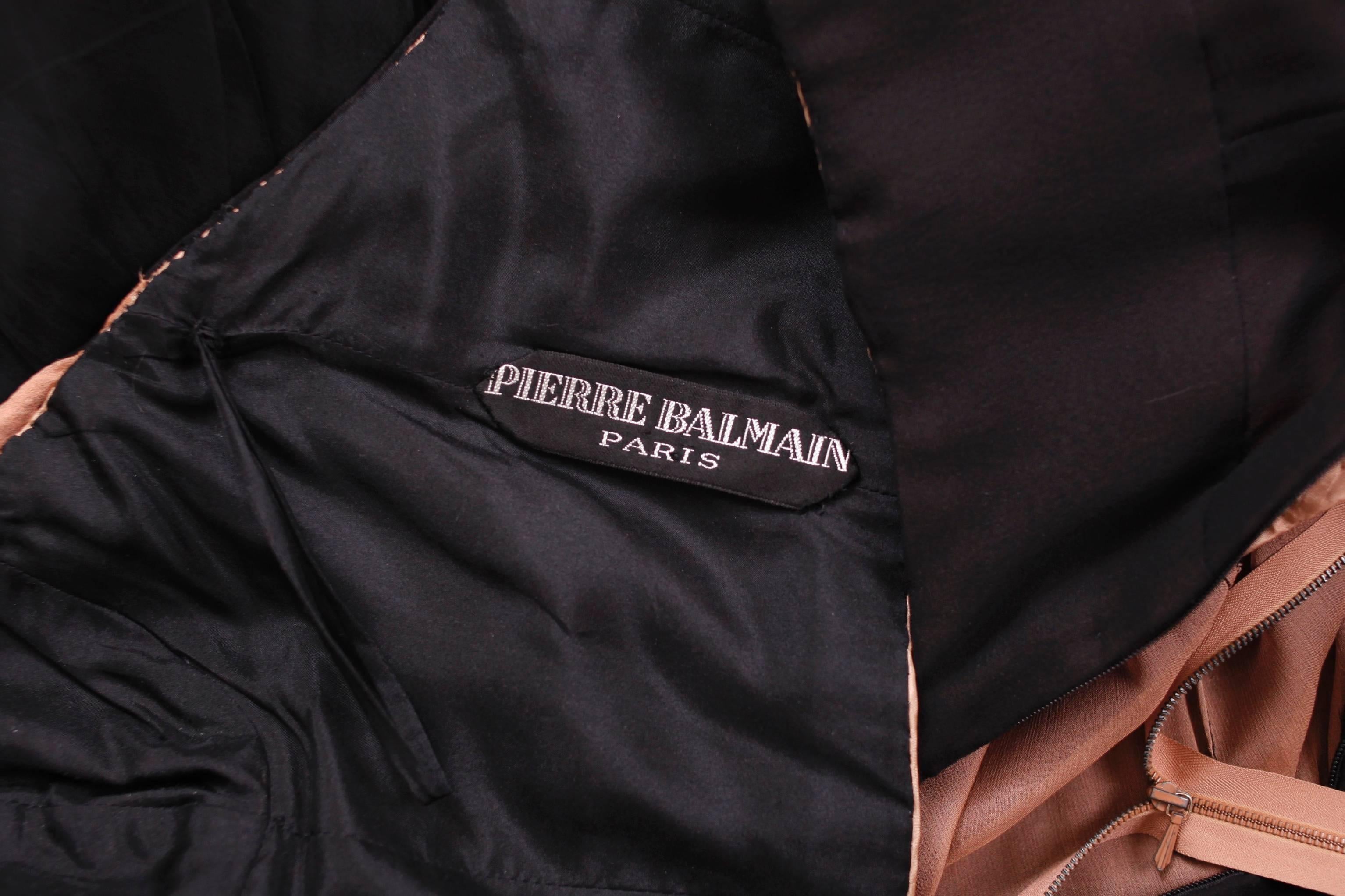 Vintage Pierre Balmain Haute Couture Black Silk Chiffon Evening Gown No.173.195 For Sale 2