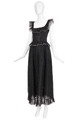 1970's Oscar de la Renta Polka Dot Organza Dress Gown
