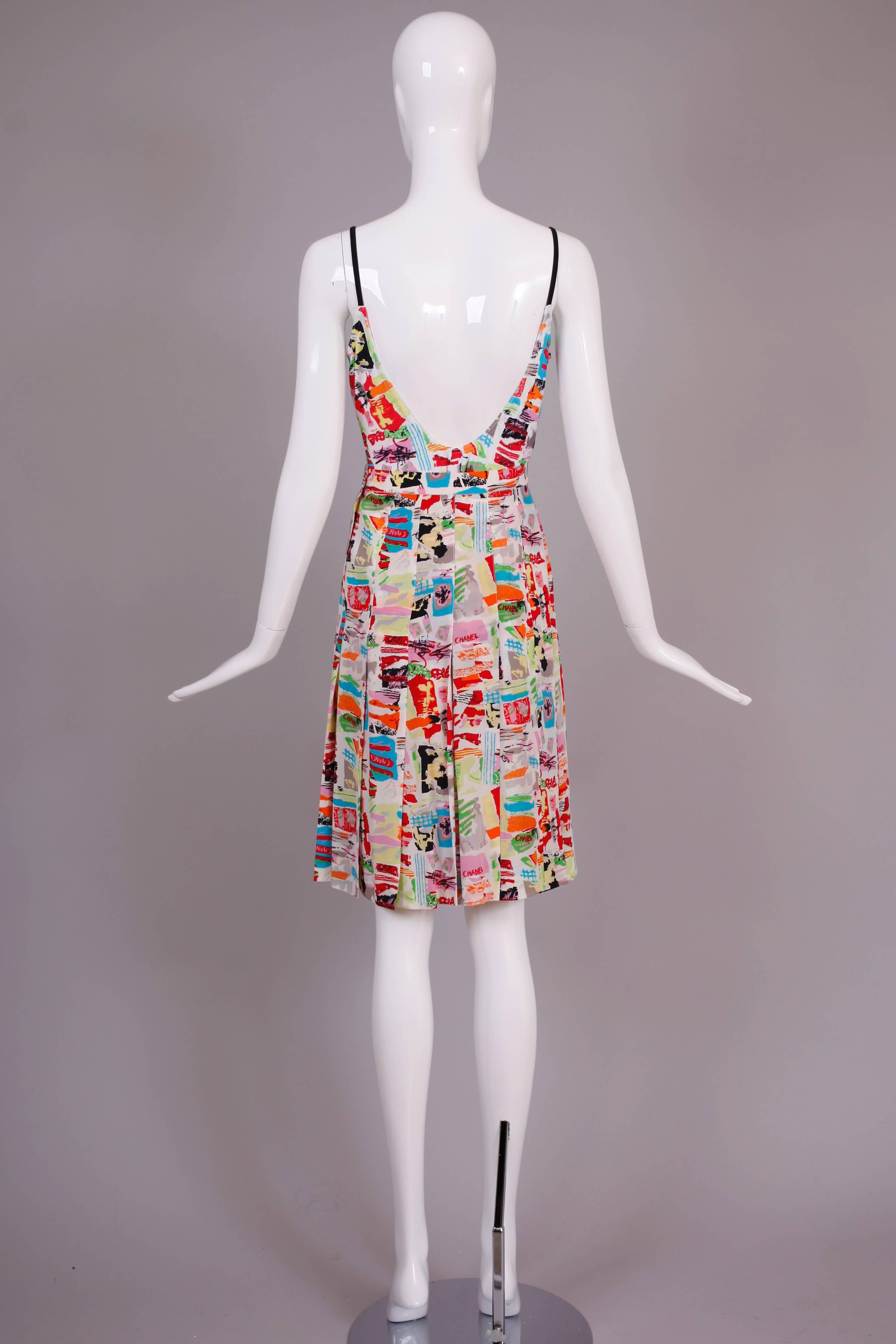Women's 1997C Chanel Multicolor Abstract Printed Silk Skirt & Bodysuit Ensemble