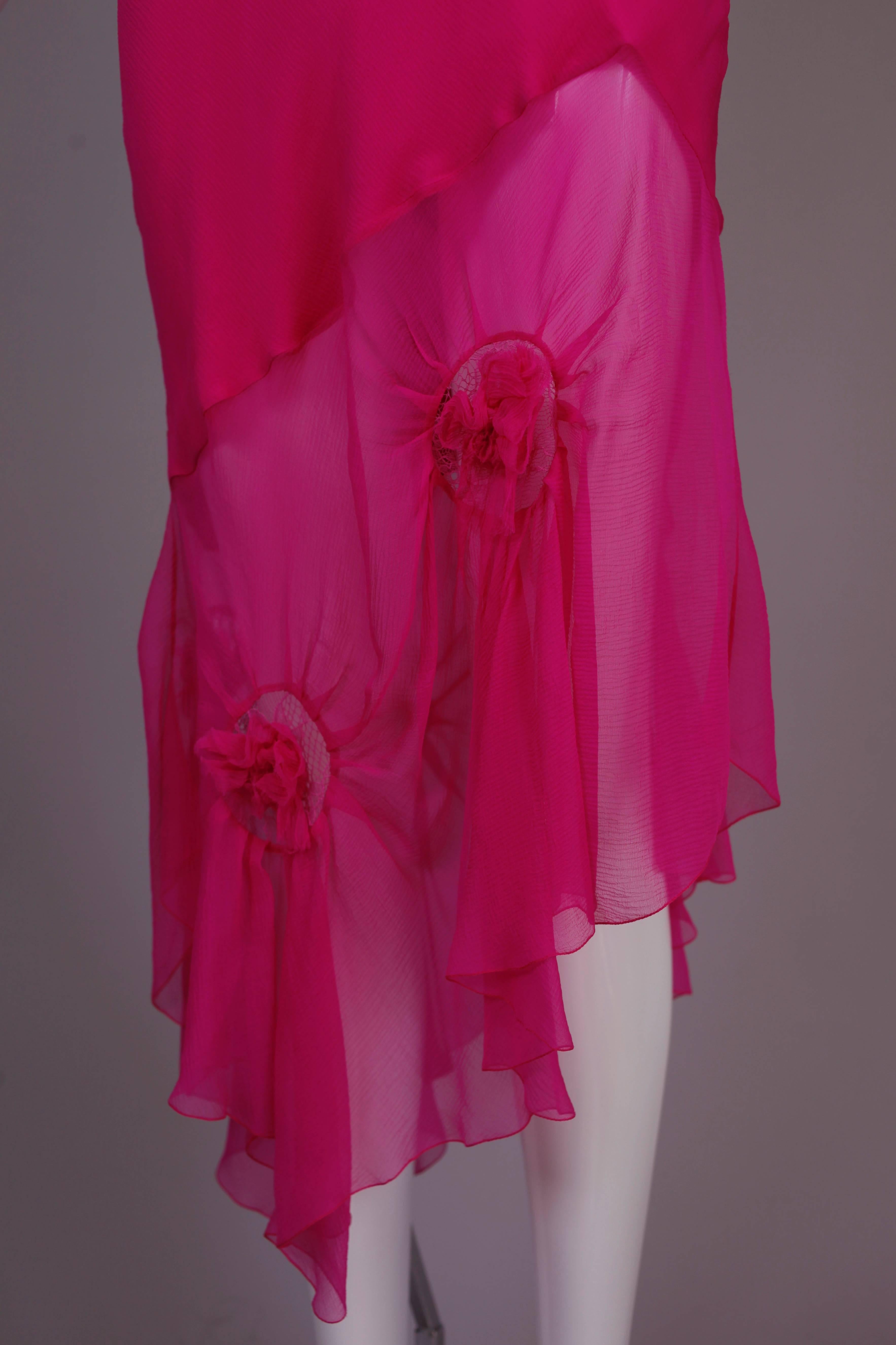 John Galliano for Christian Dior Shocking Pink Silk Chiffon Dress Ca. 2000 1