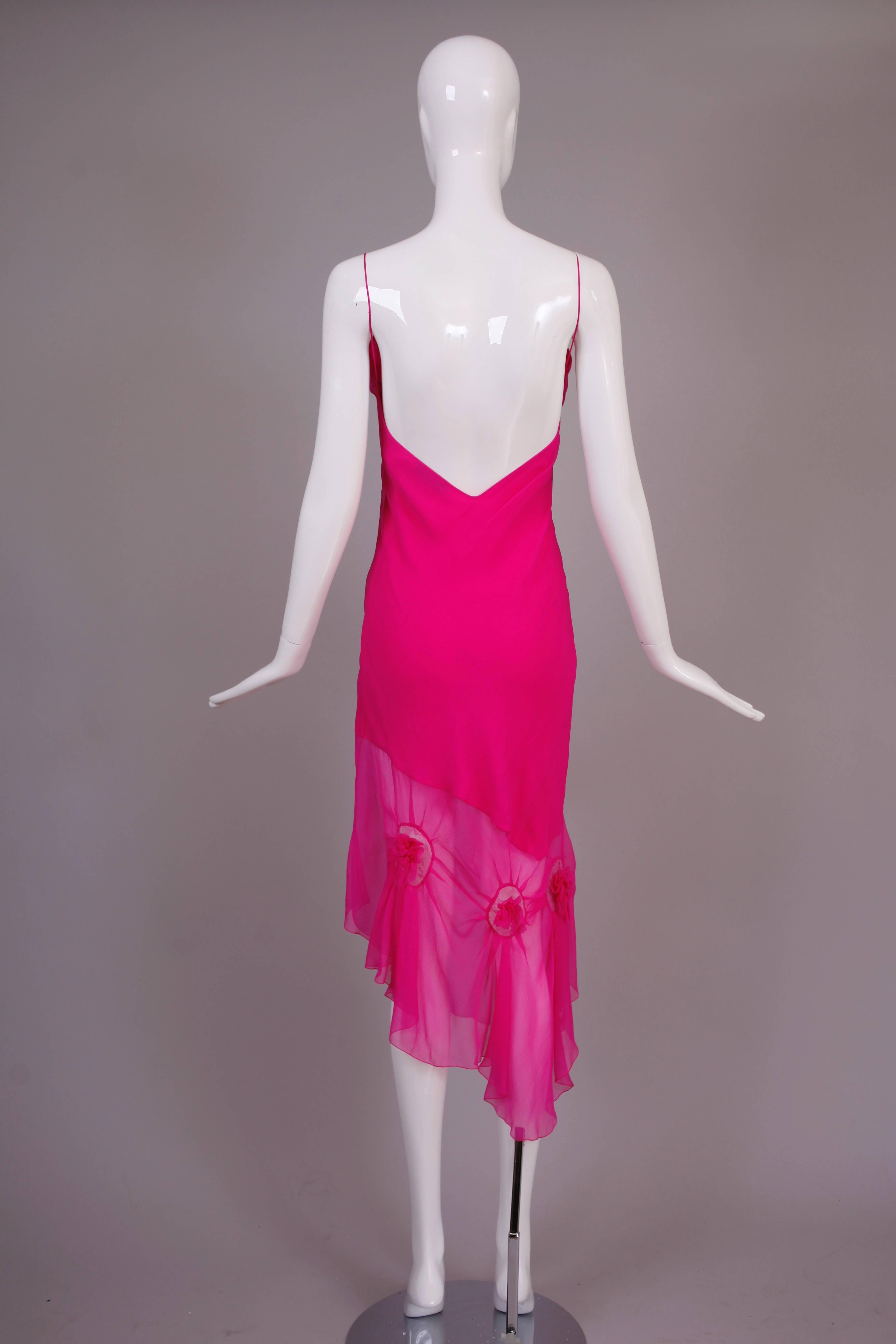 Women's John Galliano for Christian Dior Shocking Pink Silk Chiffon Dress Ca. 2000
