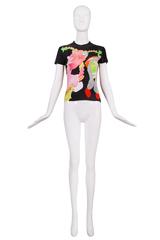 John Galliano for Christian Dior Graphic T-Shirt Featuring Neon Faces