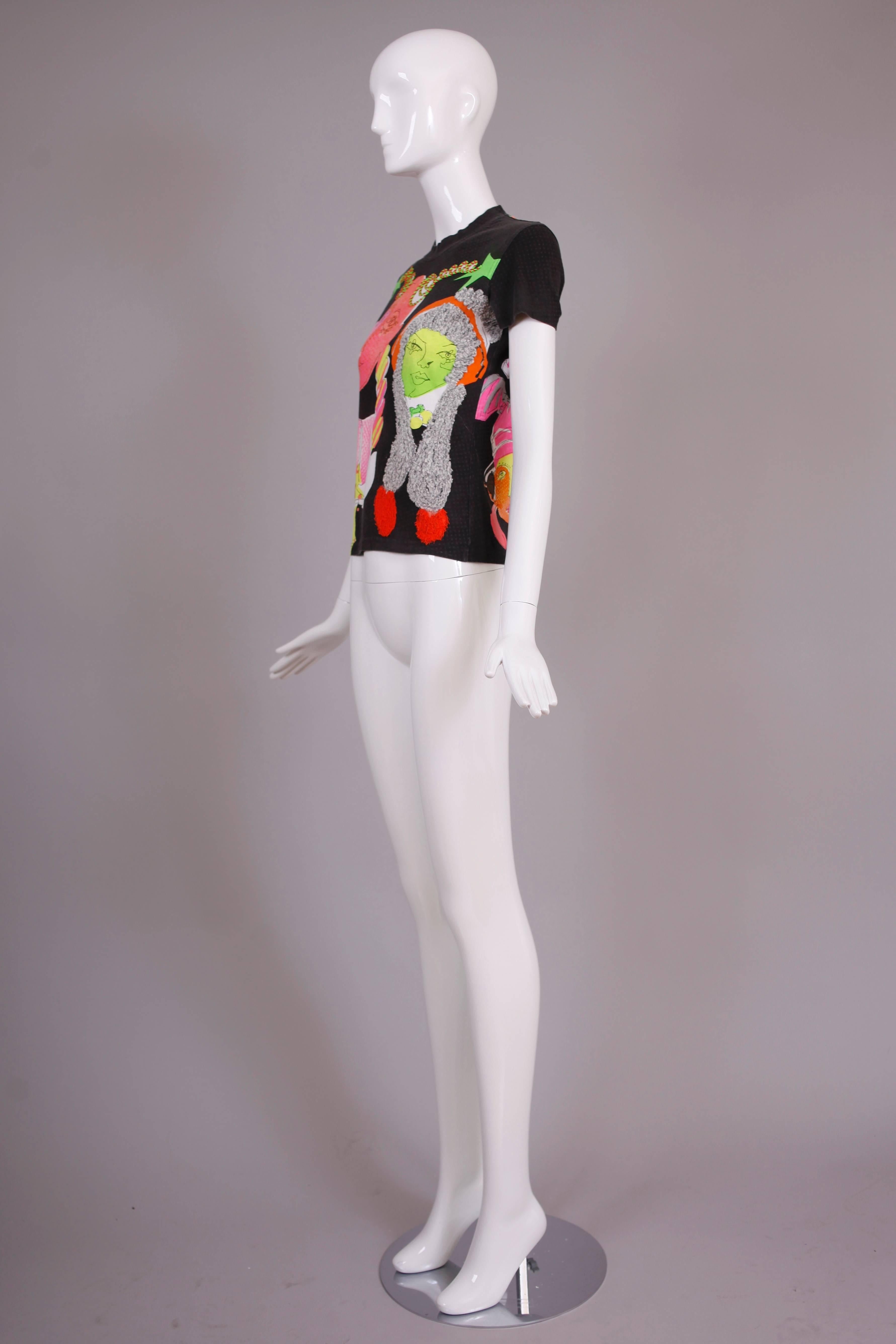 John Galliano for Christian Dior Graphic T-Shirt Featuring Neon Faces 1