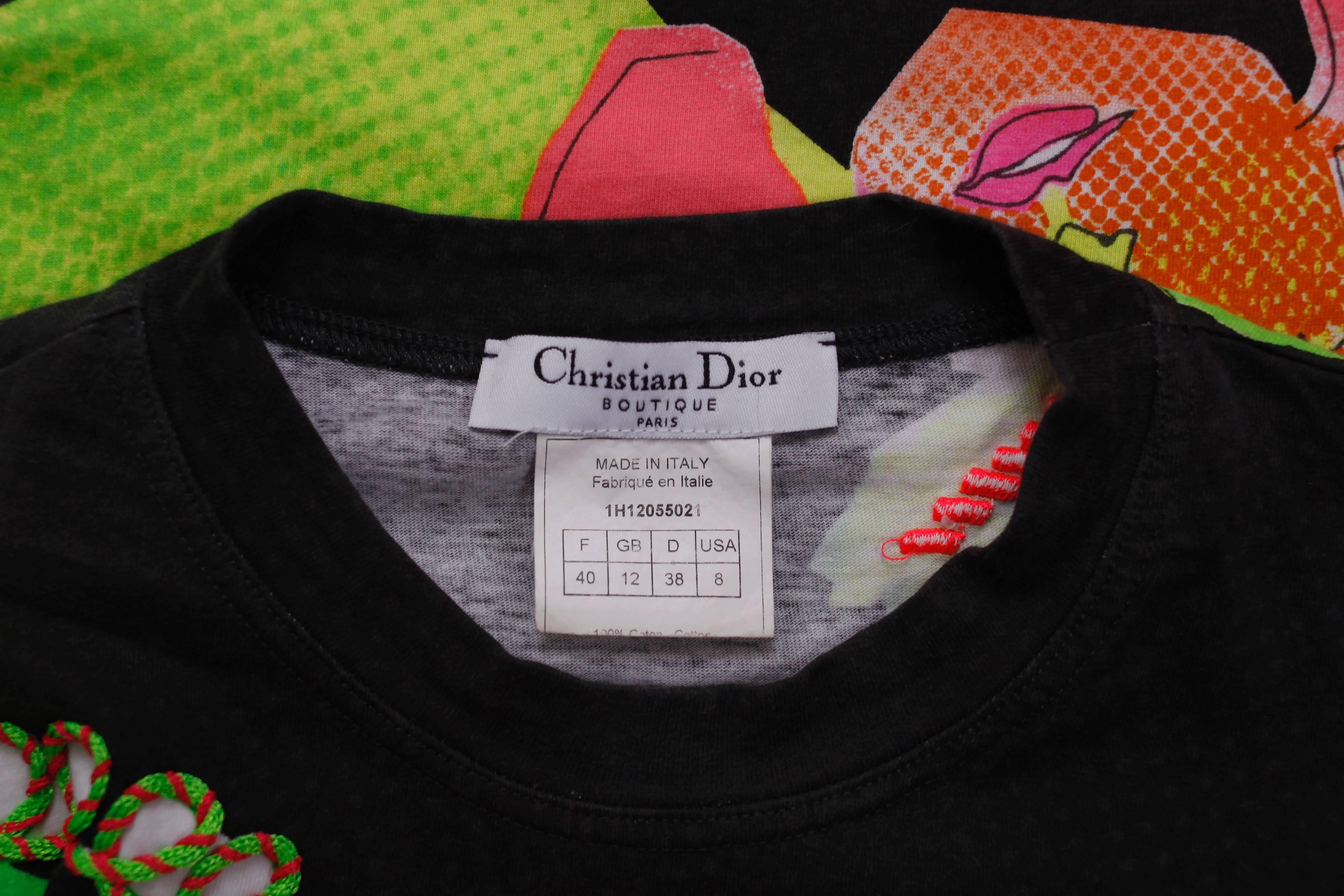 John Galliano for Christian Dior Graphic T-Shirt Featuring Neon Faces 2