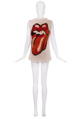 2005 Comme des Garcons Cable Knit Vest w/Intarsia Lips & Tongue Motif