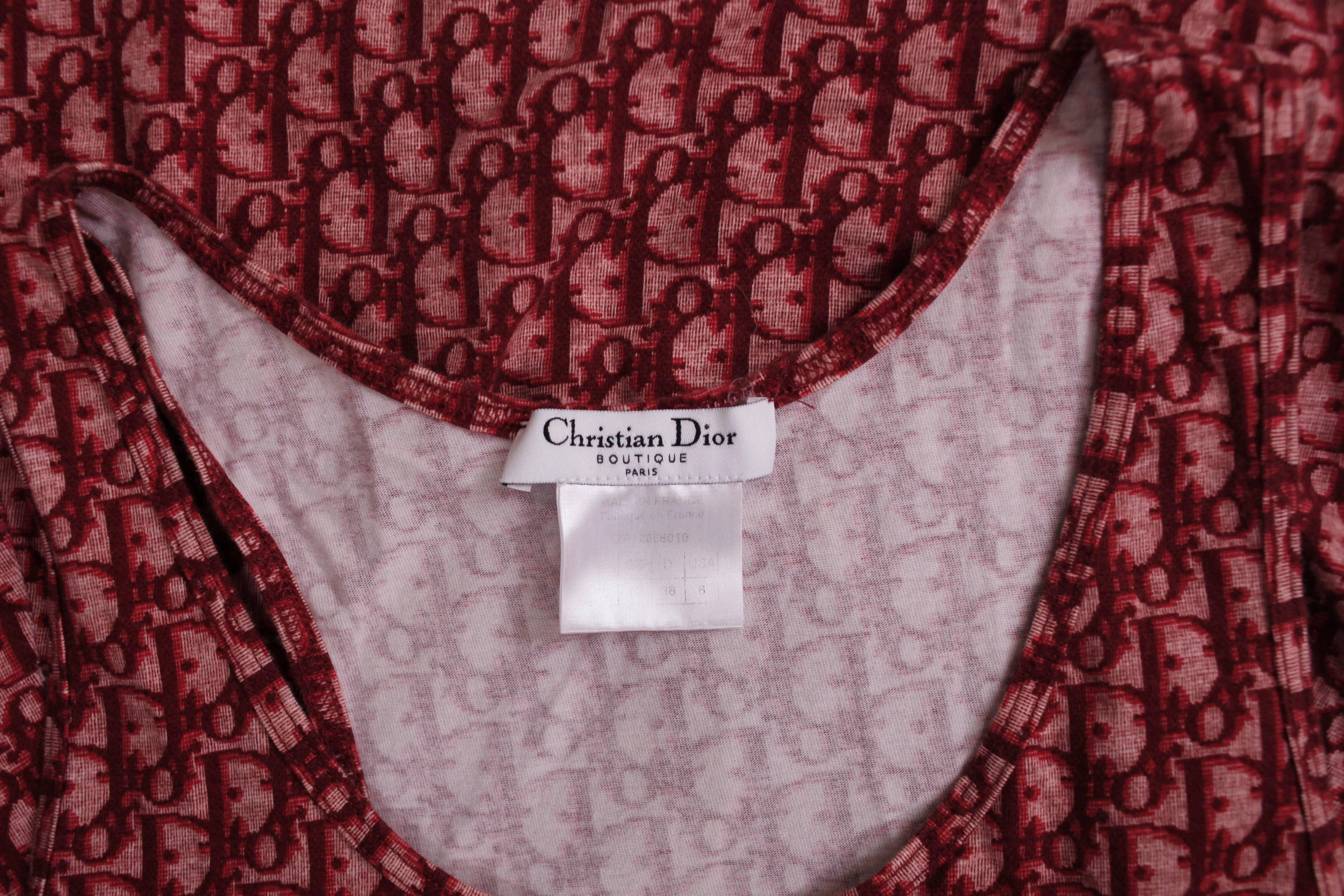 Pink Christian Dior by John Galliano Dior Logo Print Tank Dress