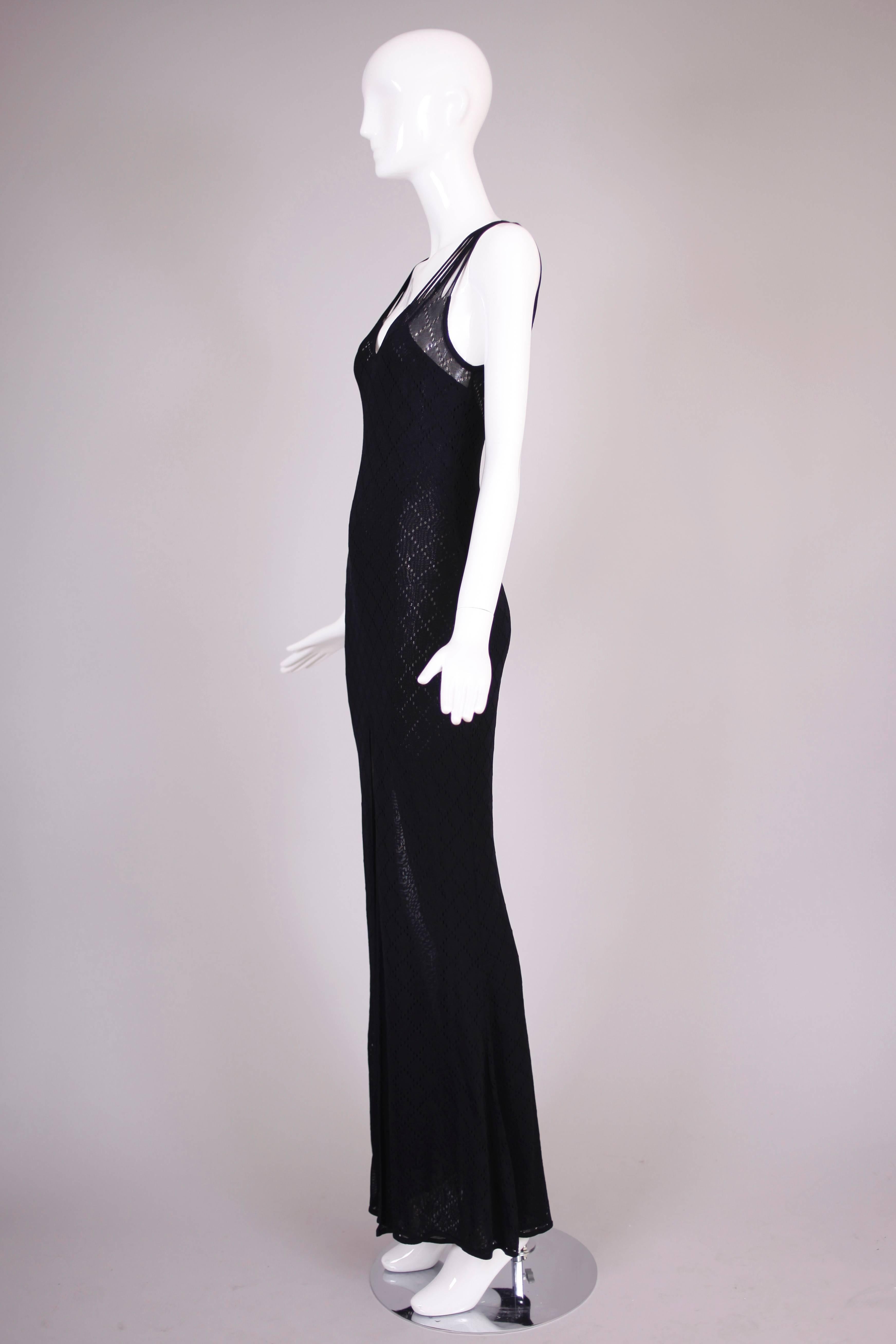 Christian Dior Sleeveless Black Bodycon Evening Gown w/Dramatic Frontal Slit In Excellent Condition In Studio City, CA