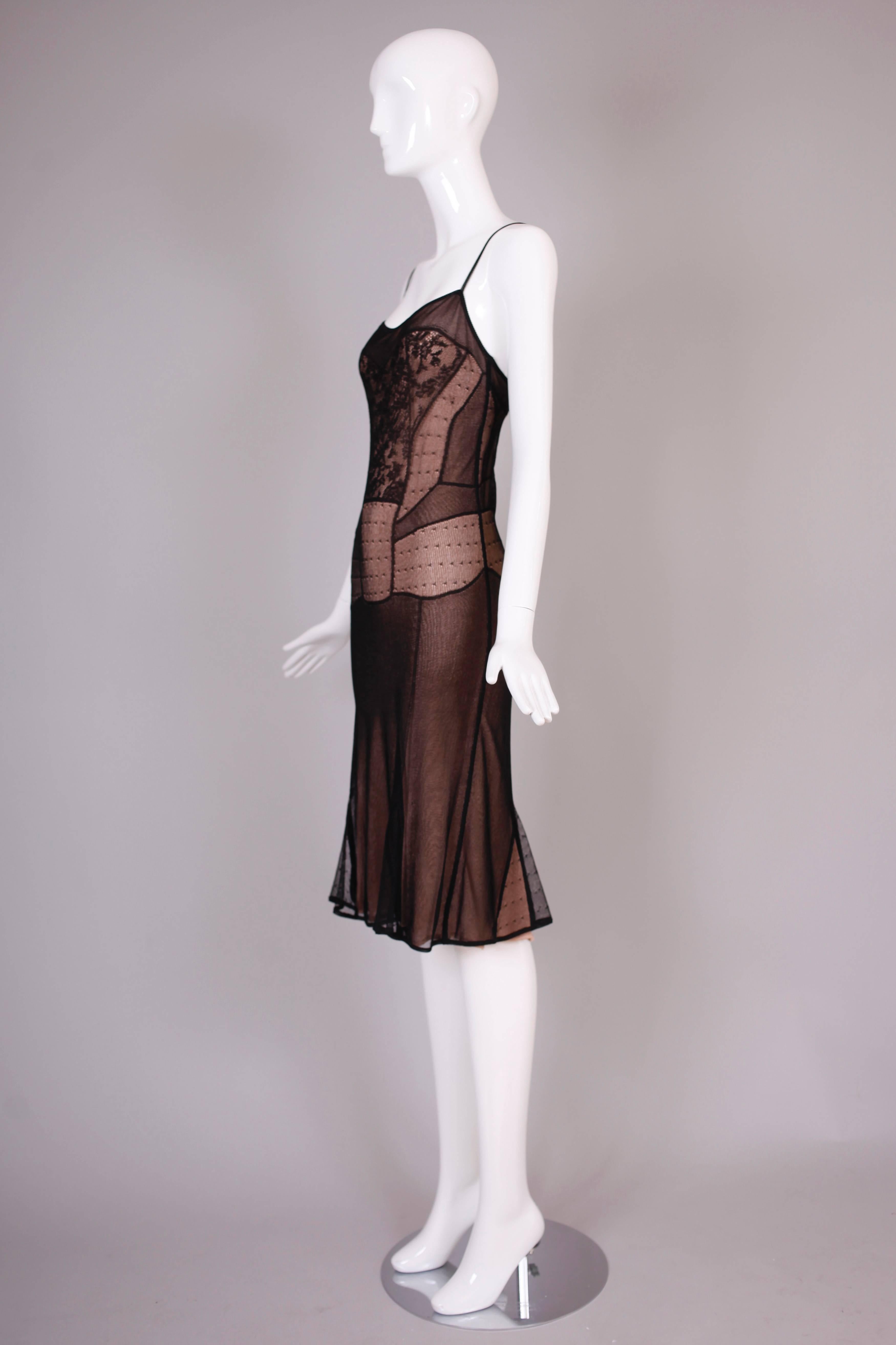 John Galliano for Christian Dior Black Mesh Bias Cut Cocktail Dress 1