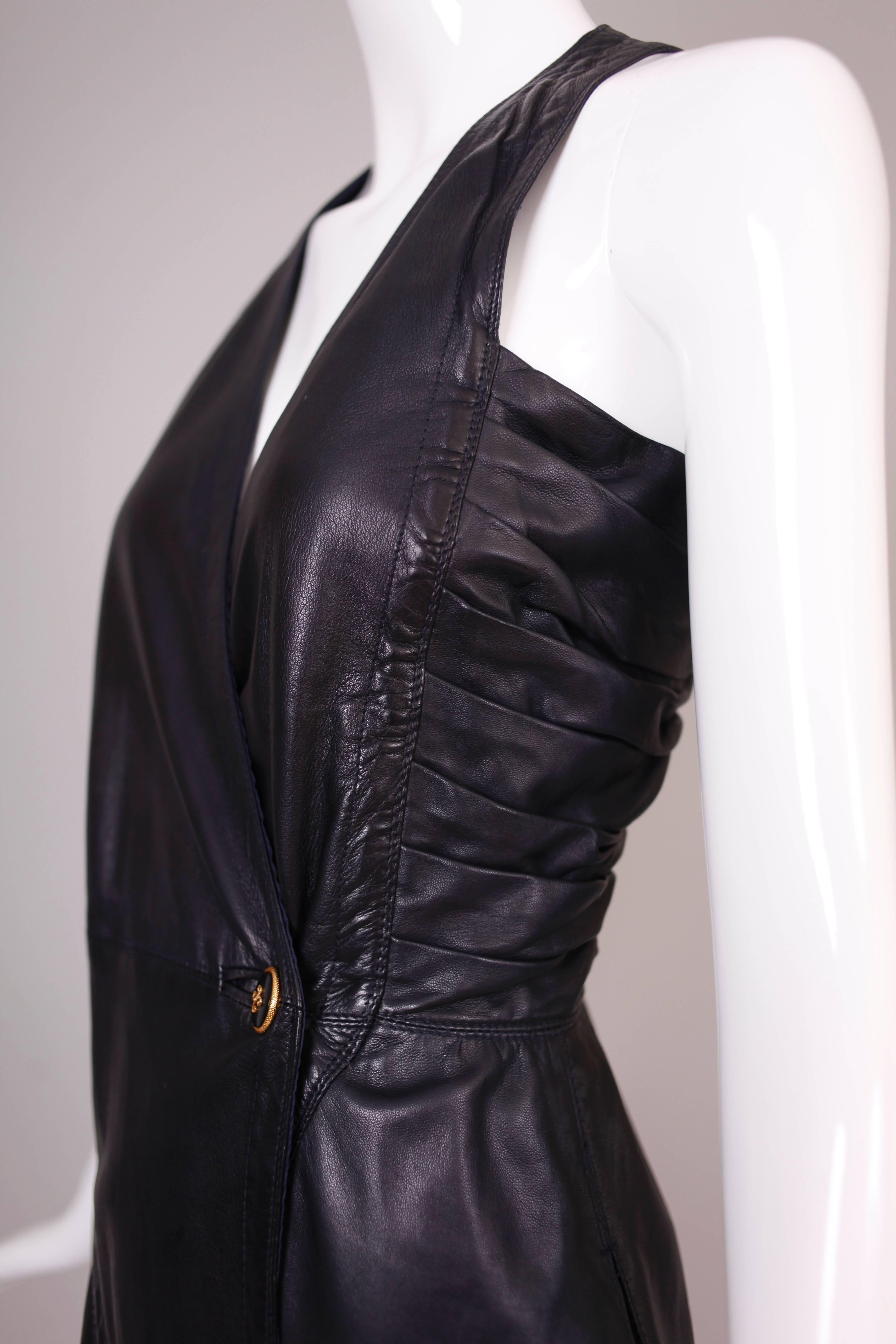 Women's Versace Leather Halter Dress Circa 1986