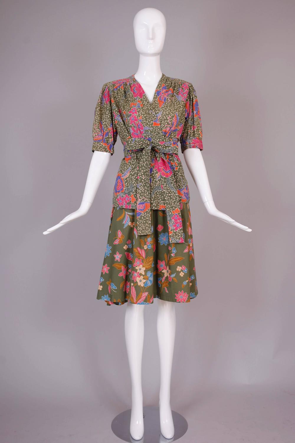 Yves Saint Laurent China Flower and Butterfly Print Skirt and Top ...