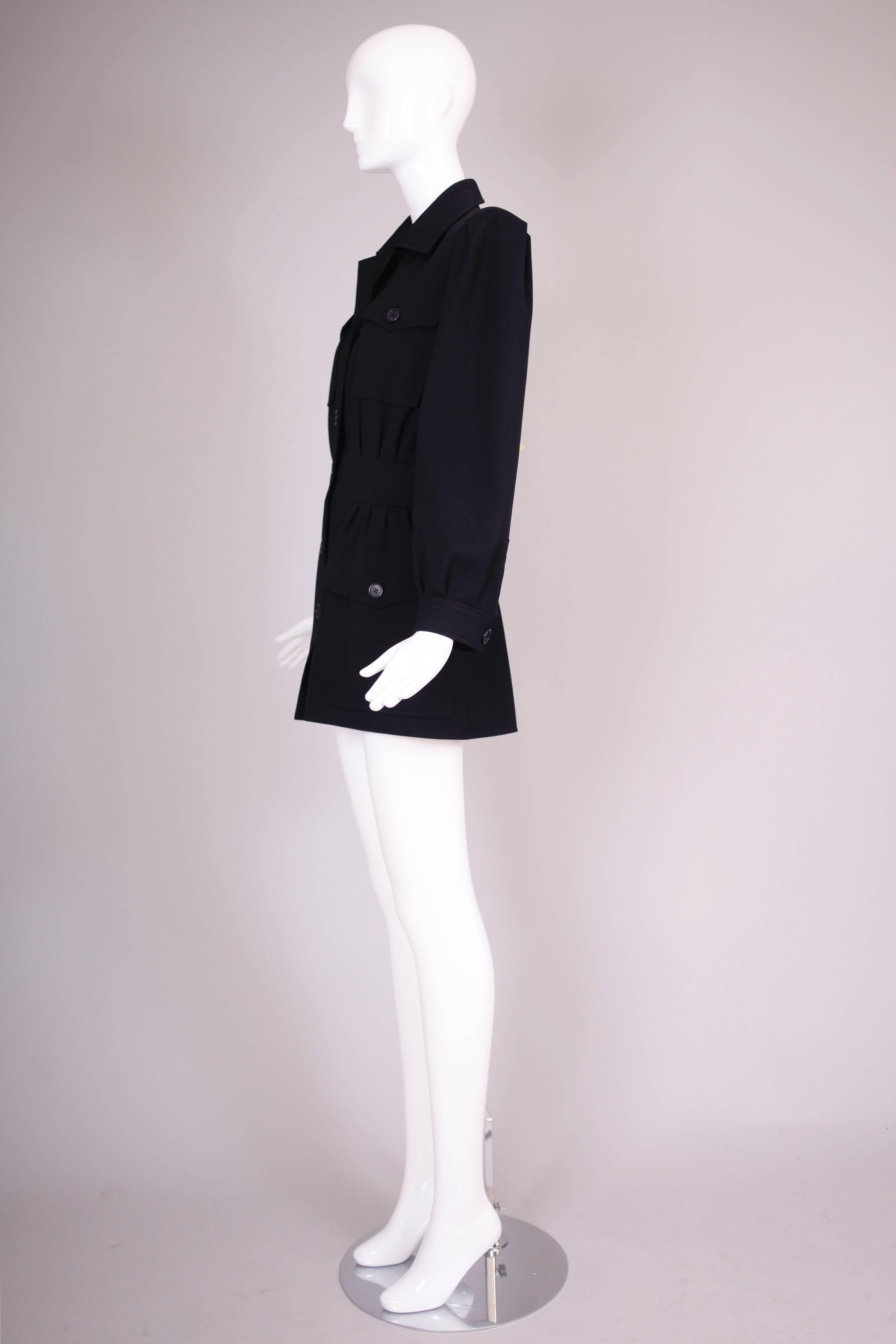 Women's Yves Saint Laurent Safari Style Navy Gabardine Jacket