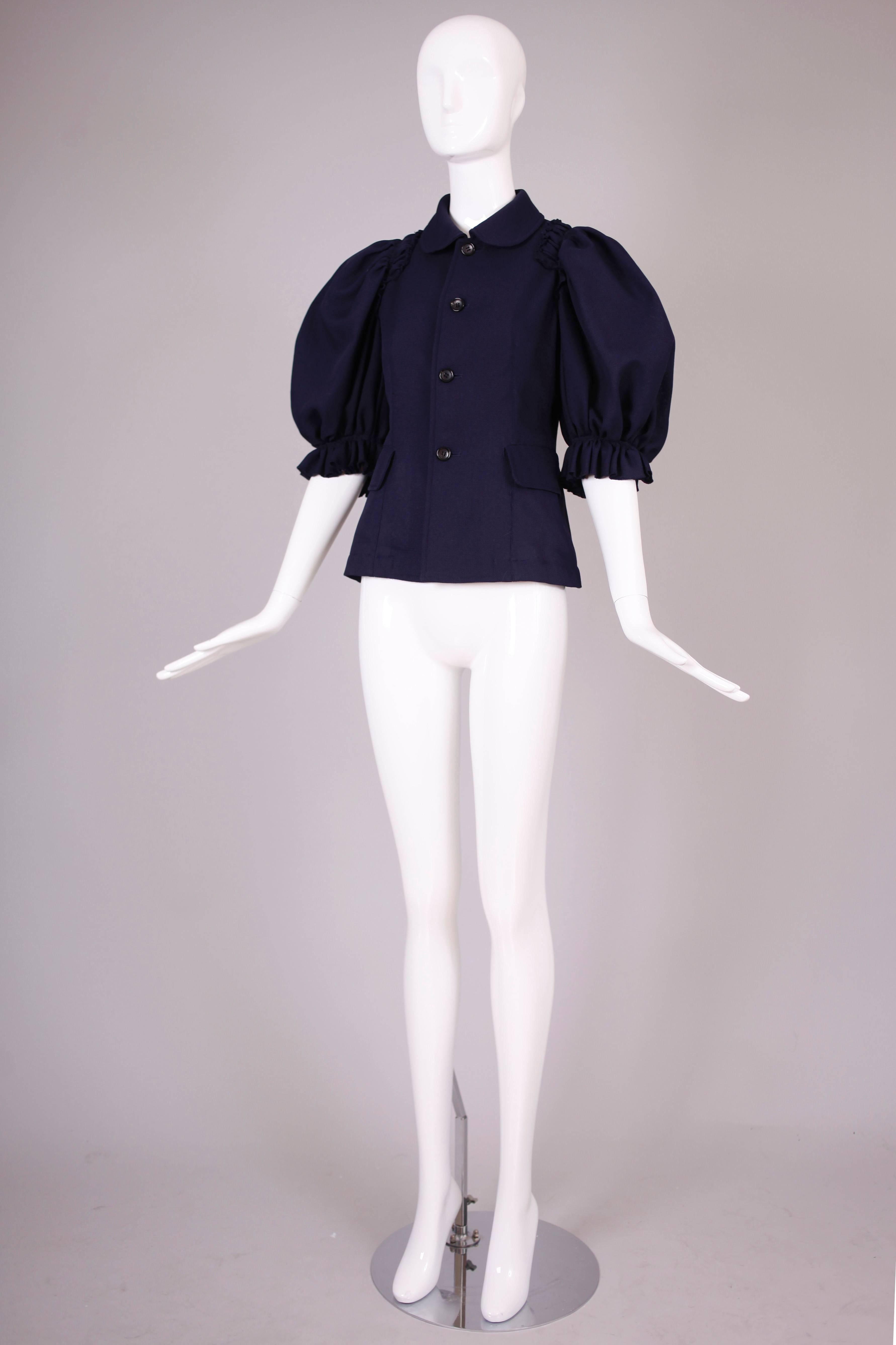 Black 2007 Comme des Garcons Navy Blue Jacket Top