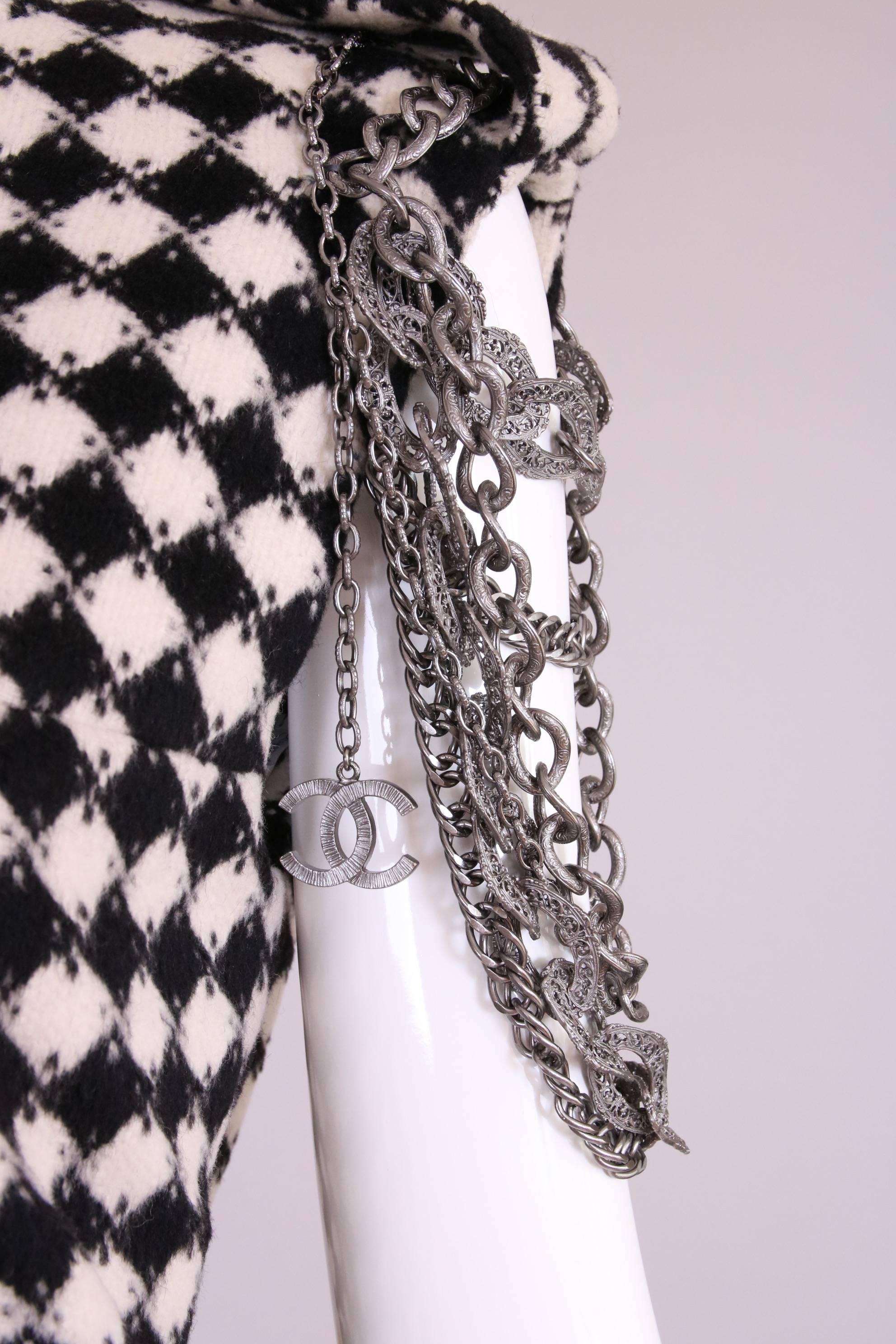 Gray 2011 A/H Chanel Post-Apocalyptic Collection Wool Vest w/Shoulder Chain