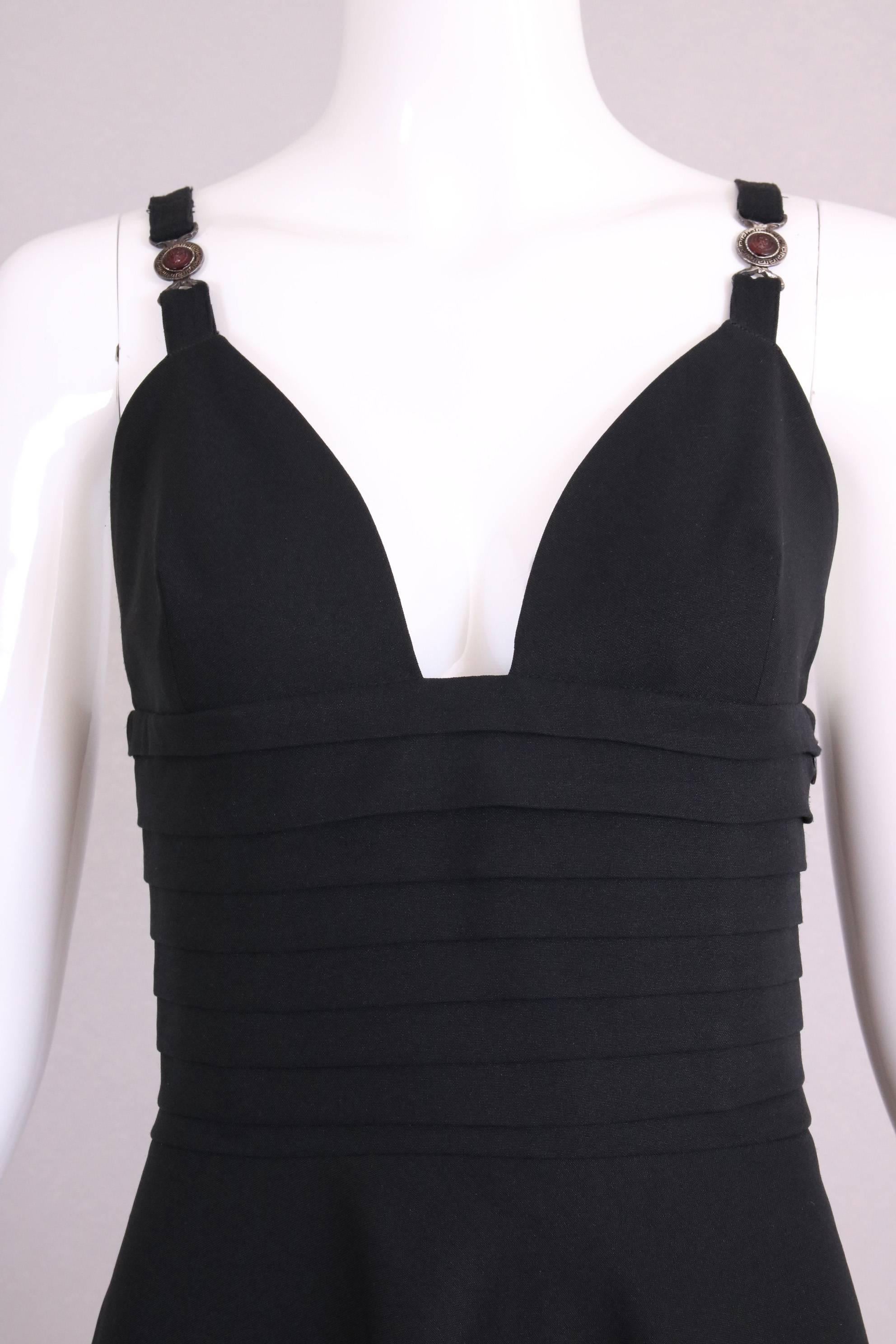 Women's 1990s Versace Couture Black Party Dress w/Medusa Buttons For Sale