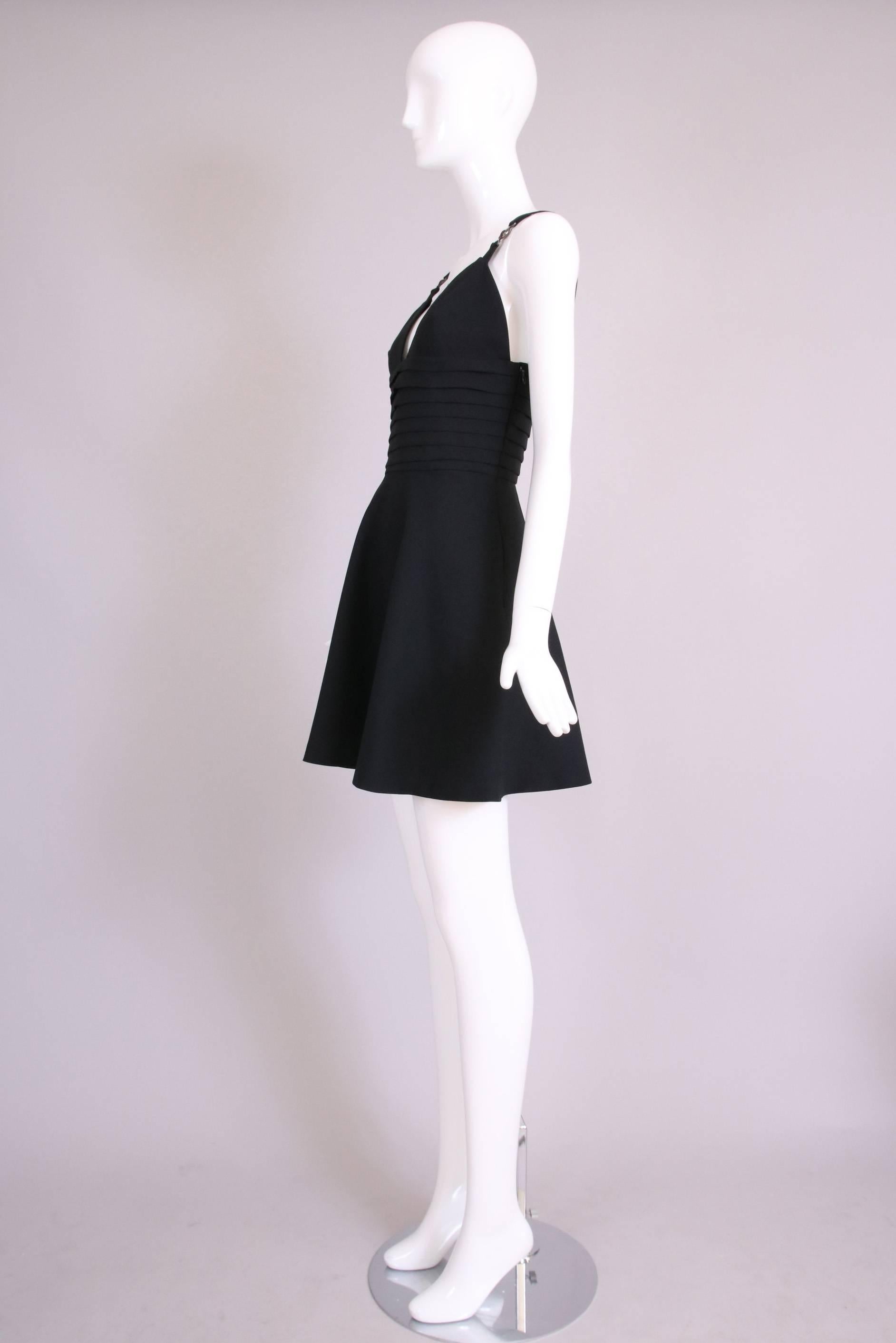 1990s Versace Couture Black Party Dress w/Medusa Buttons In Excellent Condition For Sale In Studio City, CA